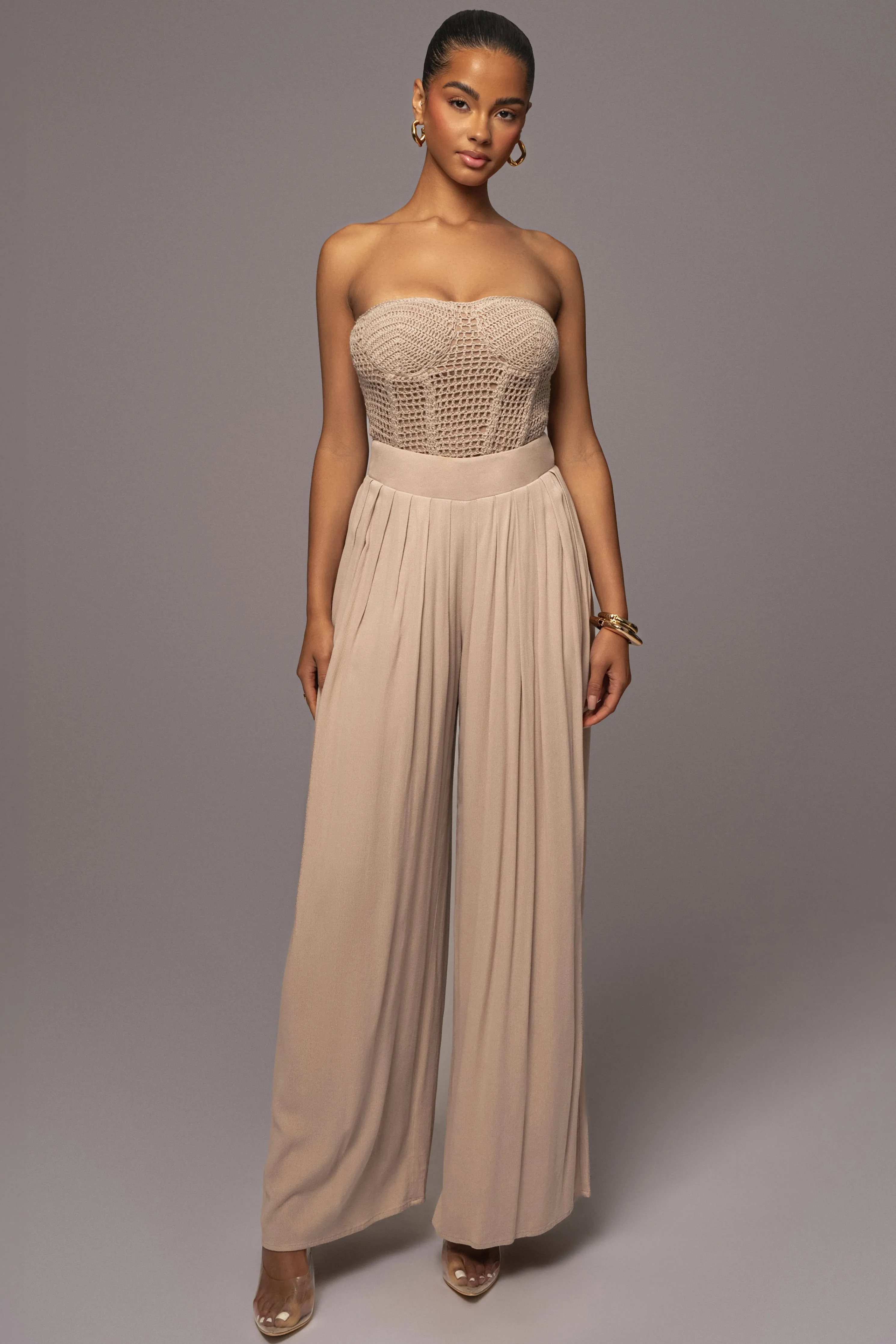 Beige After Sunset Pleated Pants