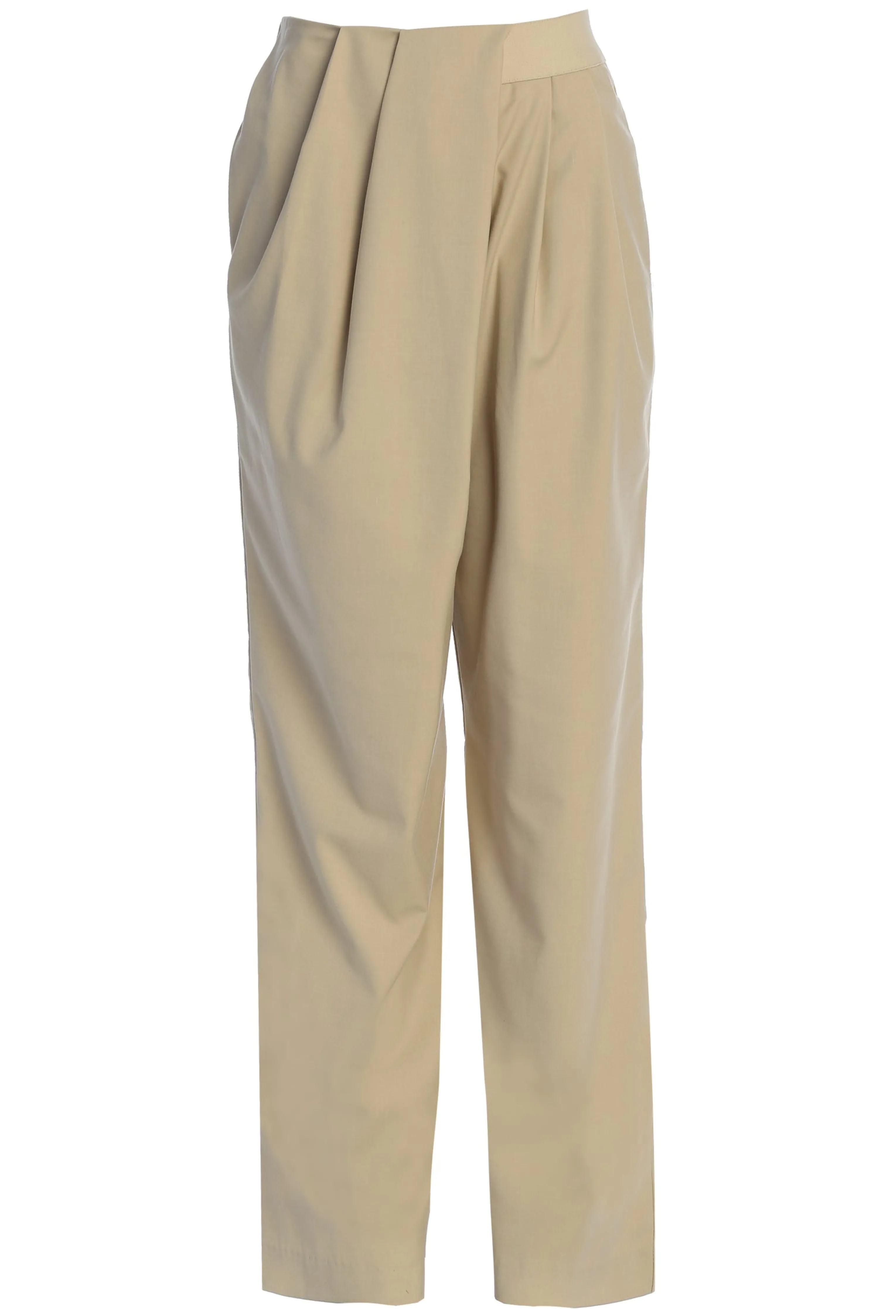 Beige Asymmetrical Draped Trousers