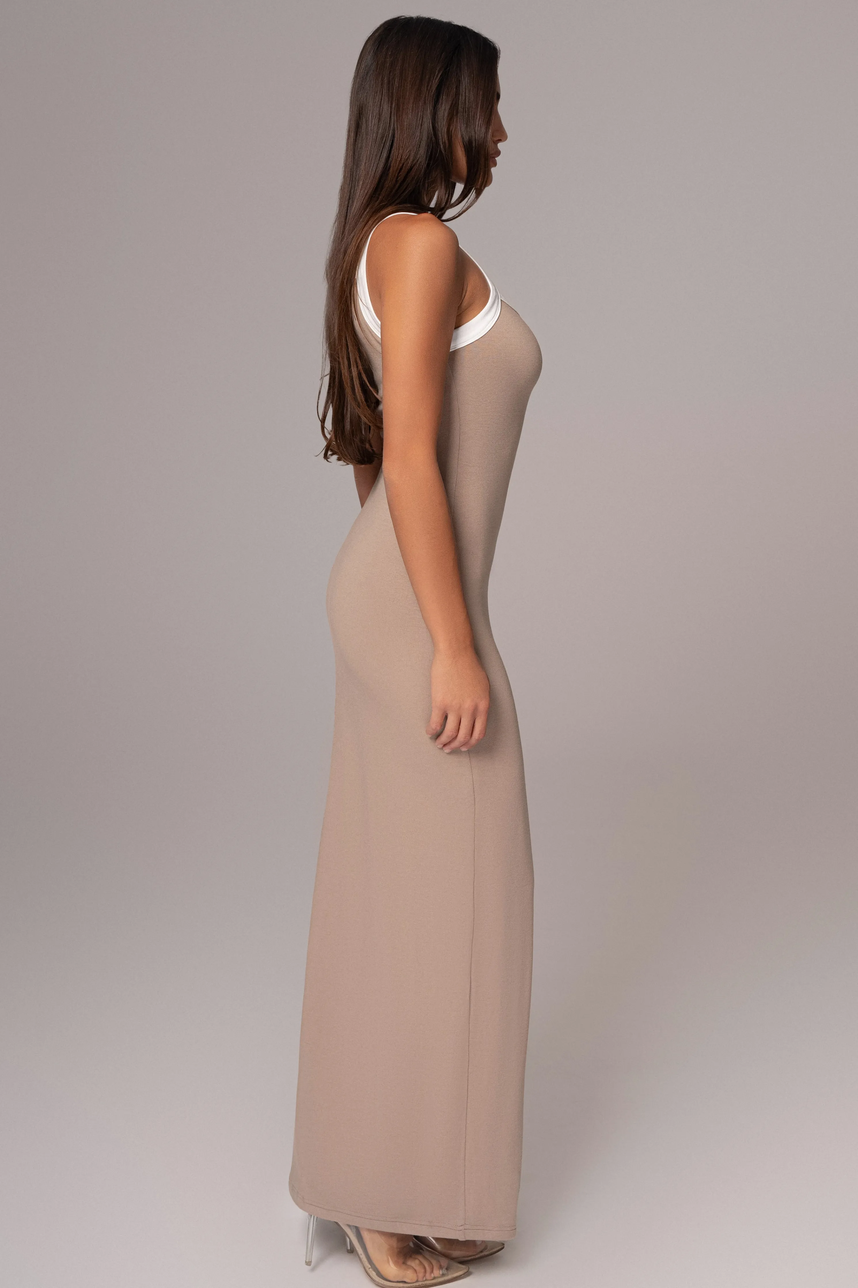 Beige Francesca Contrast Maxi Dress