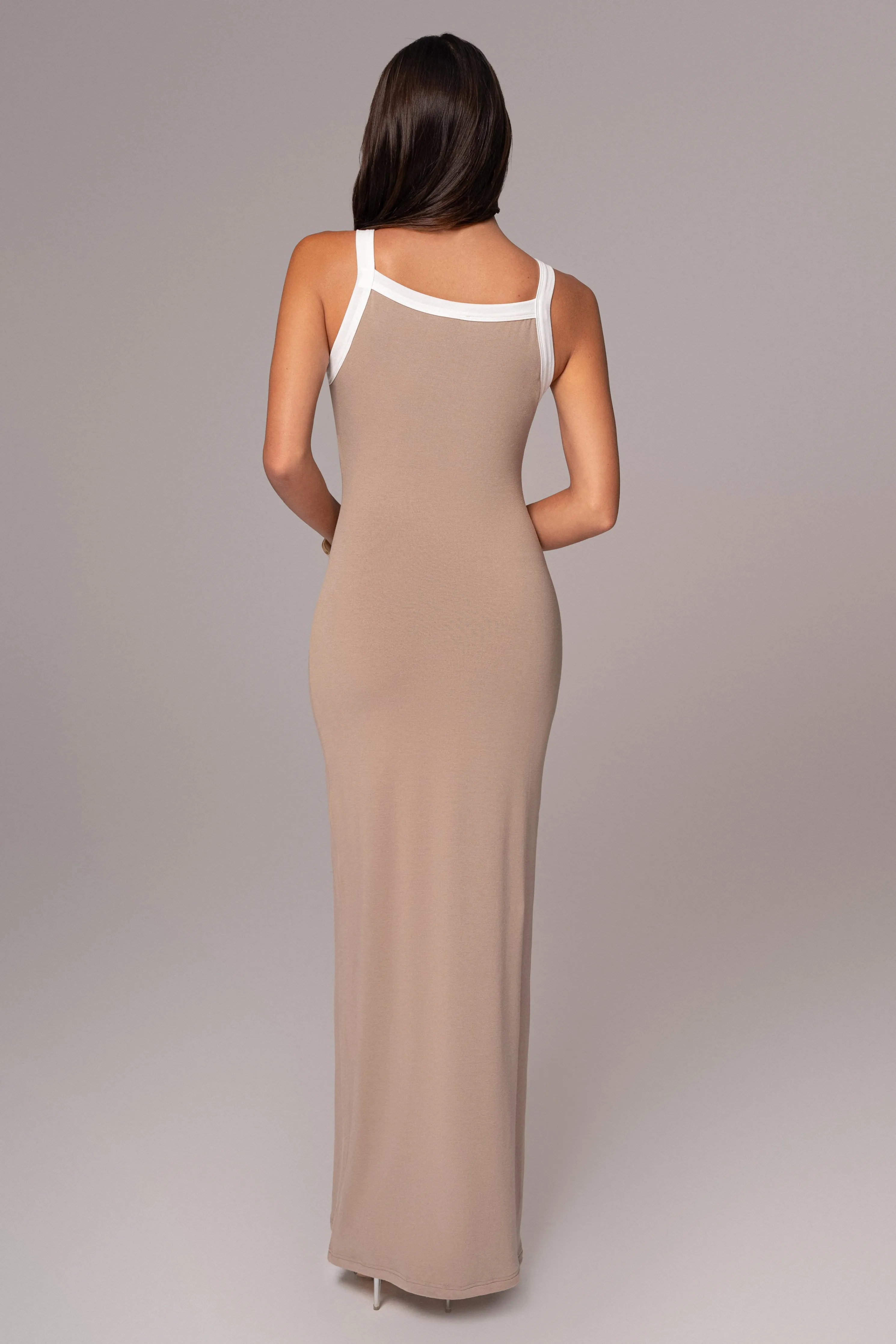 Beige Francesca Contrast Maxi Dress