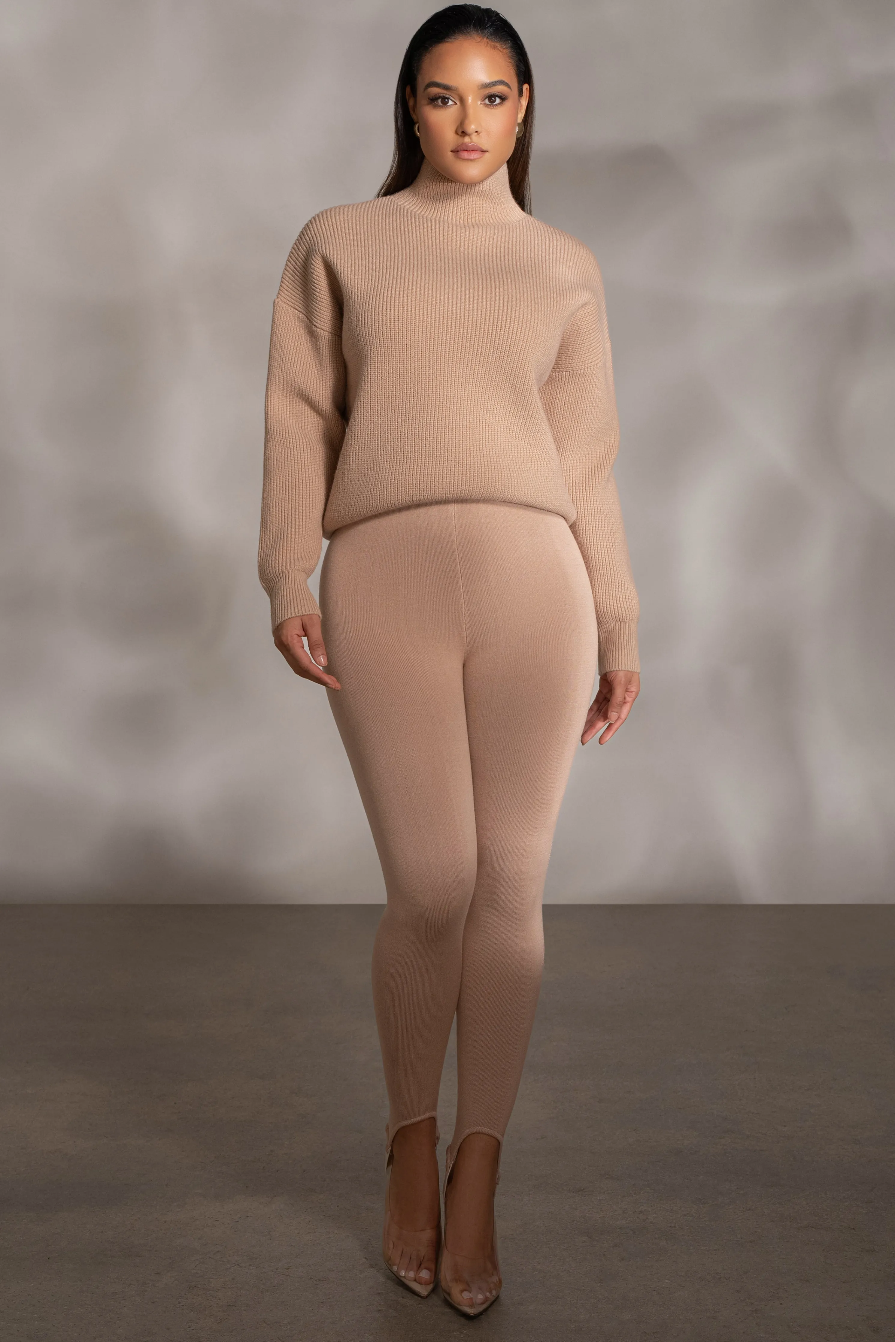 Beige Jenni Turtleneck Sweater Top