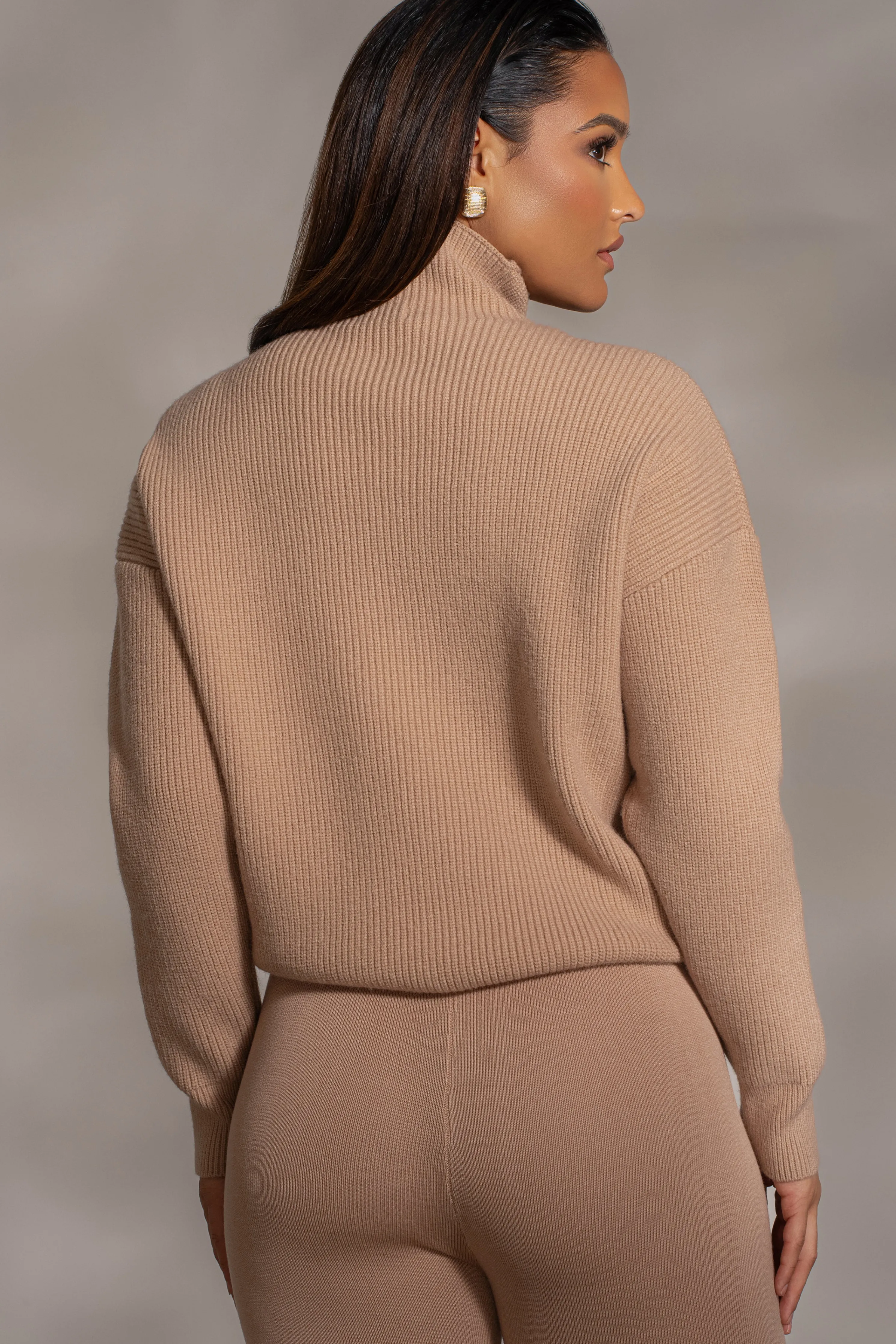 Beige Jenni Turtleneck Sweater Top