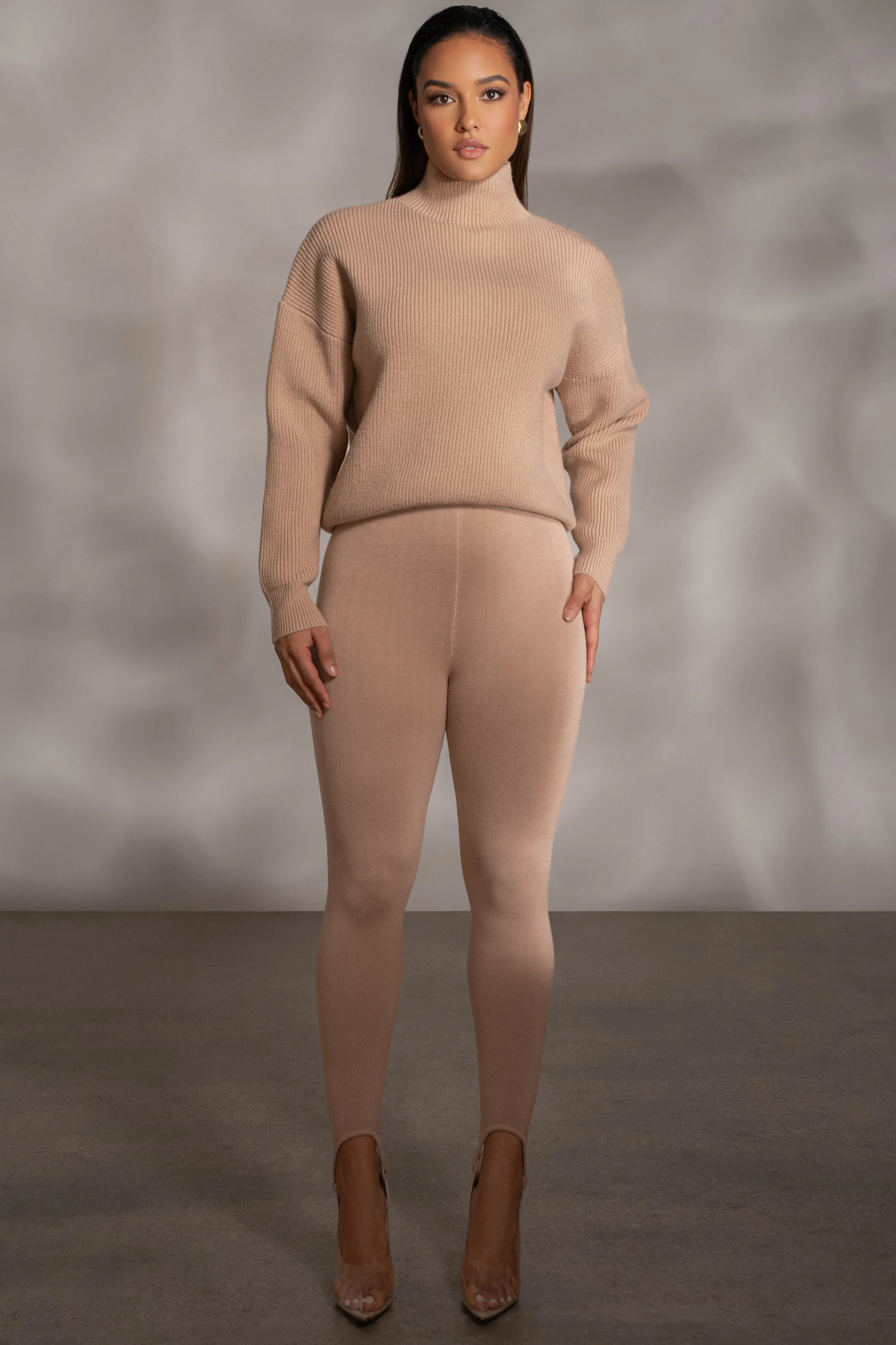 Beige Jenni Turtleneck Sweater Top