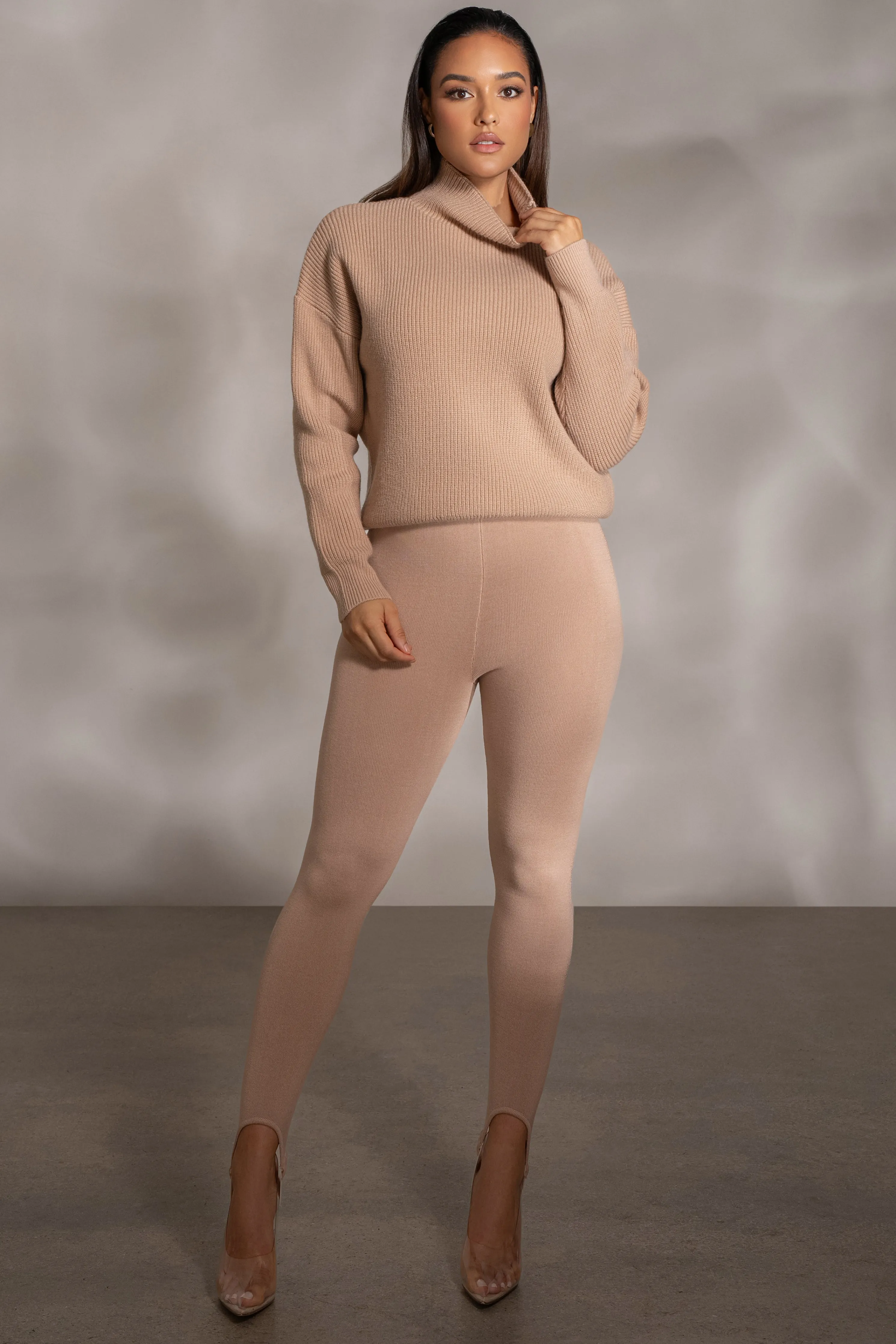 Beige Jenni Turtleneck Sweater Top