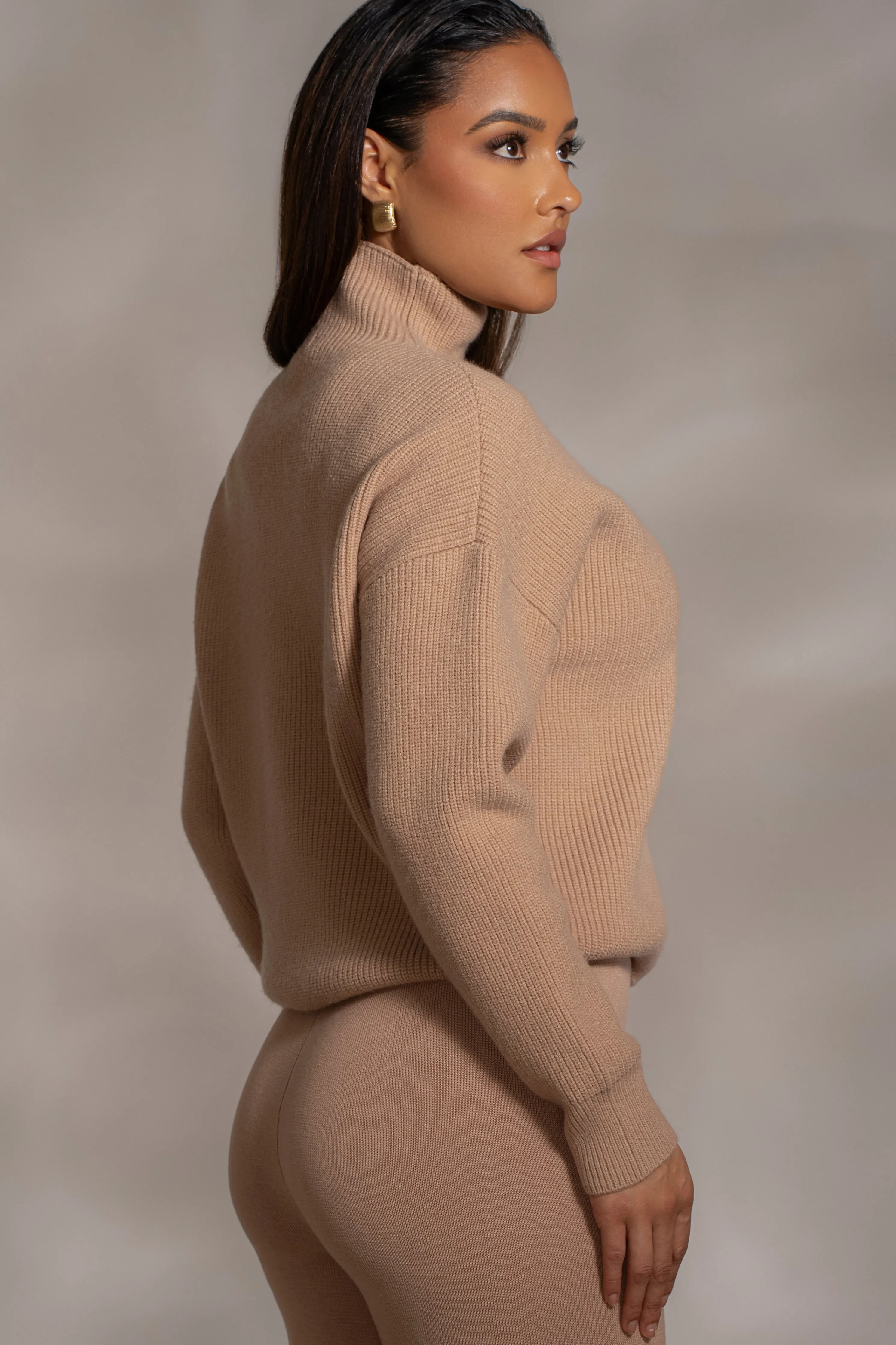 Beige Jenni Turtleneck Sweater Top