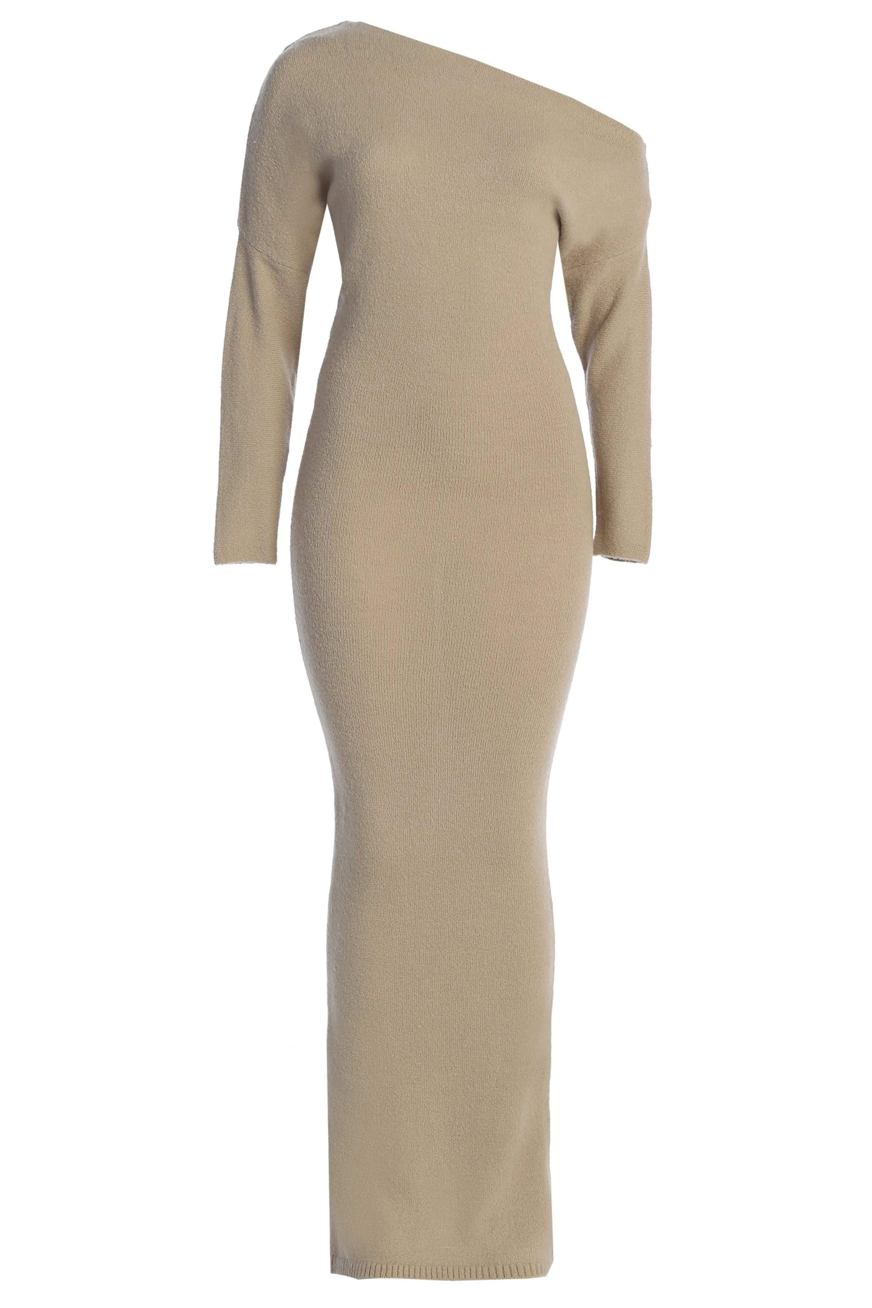 Beige Maddux Asymmetrical Maxi Dress