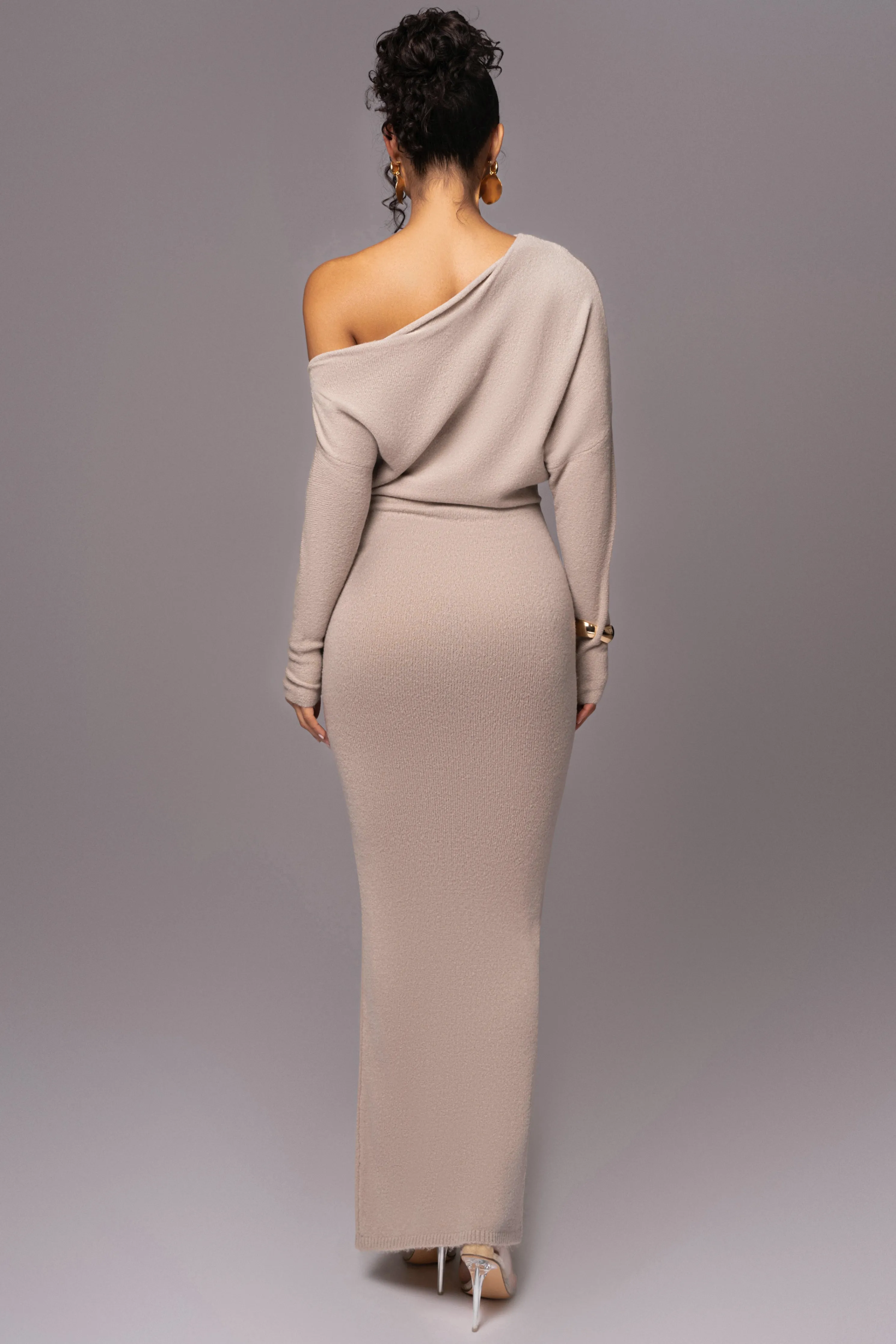 Beige Maddux Asymmetrical Maxi Dress