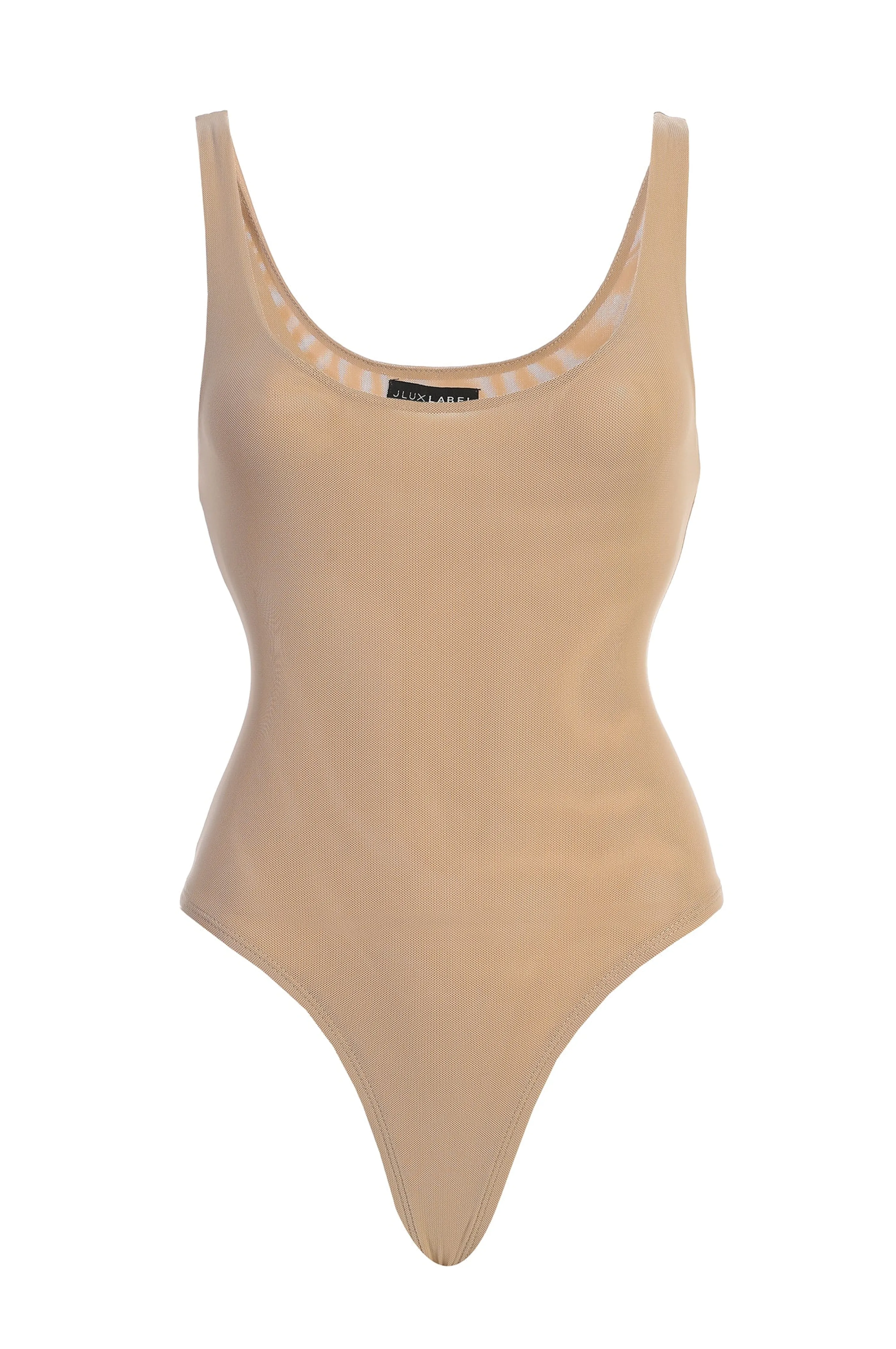 Beige Mesh Essentials Tank Bodysuit Undergarment