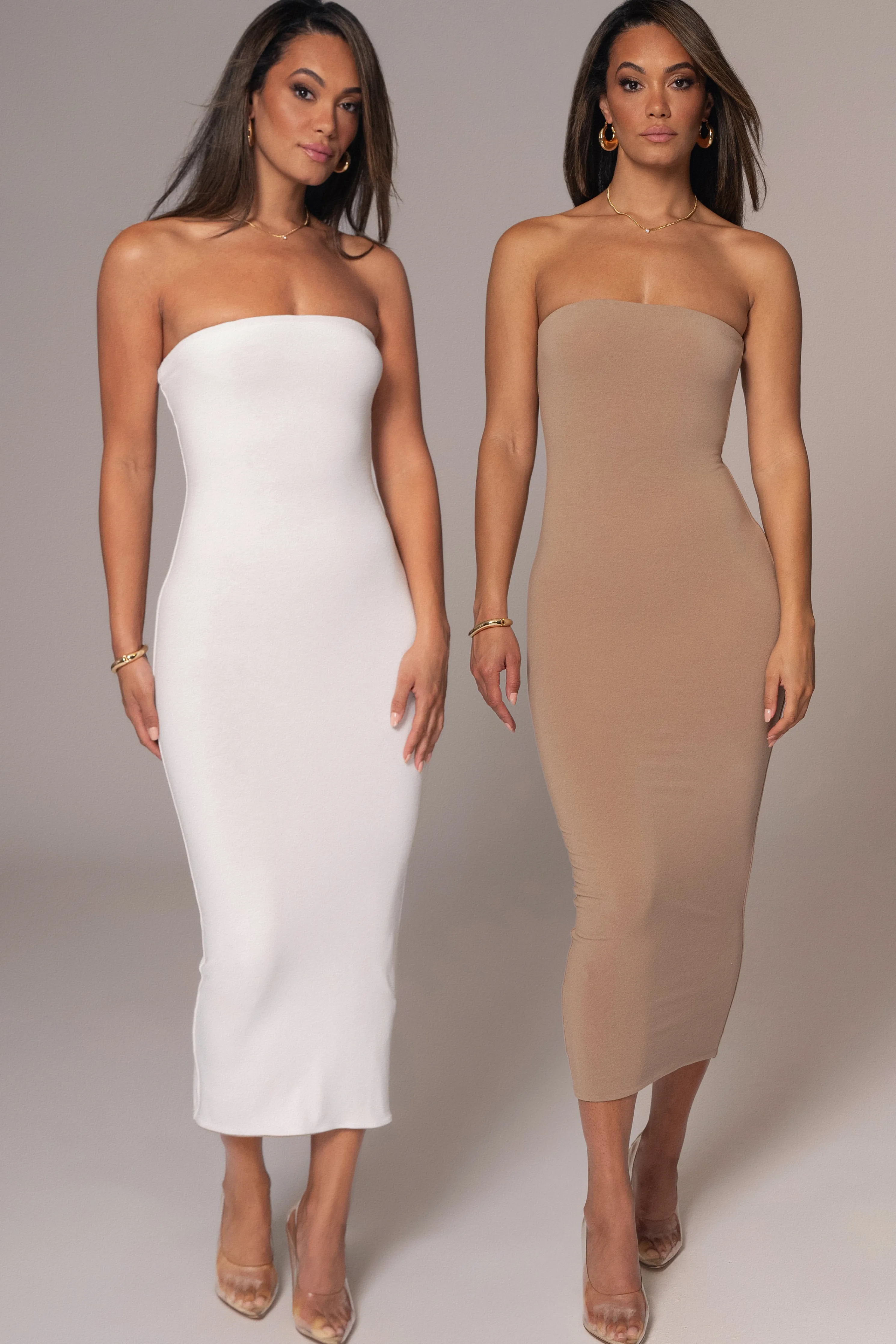 Beige/Ivory Shelley Reversible Maxi Dress