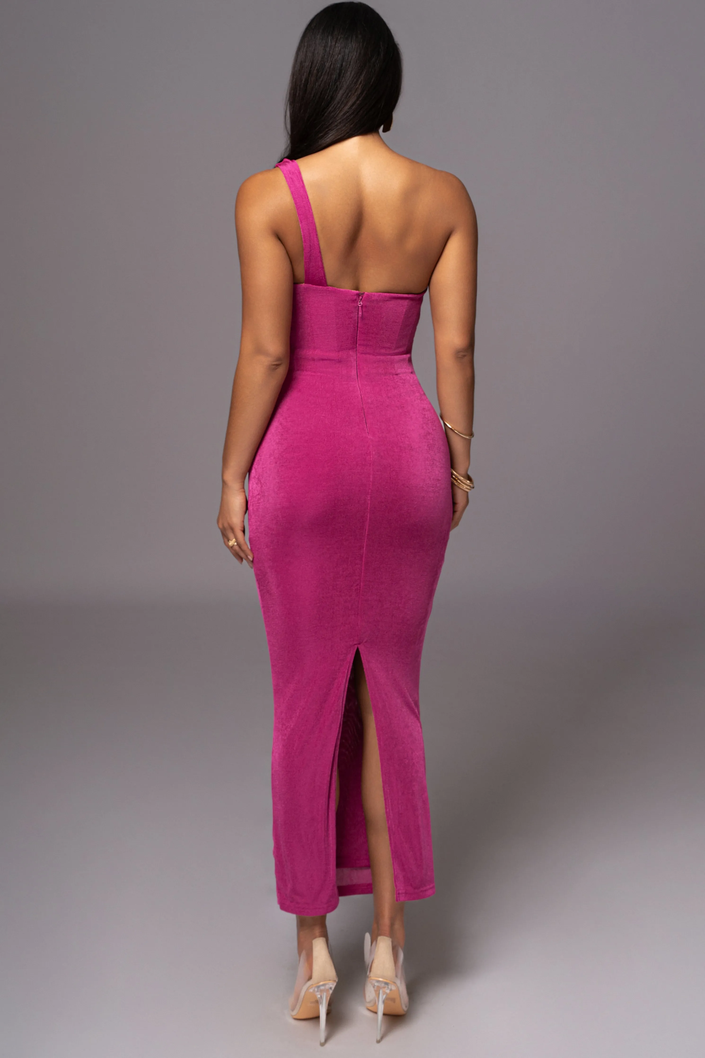 Berry Slinky Krishna One Shoulder Maxi Dress