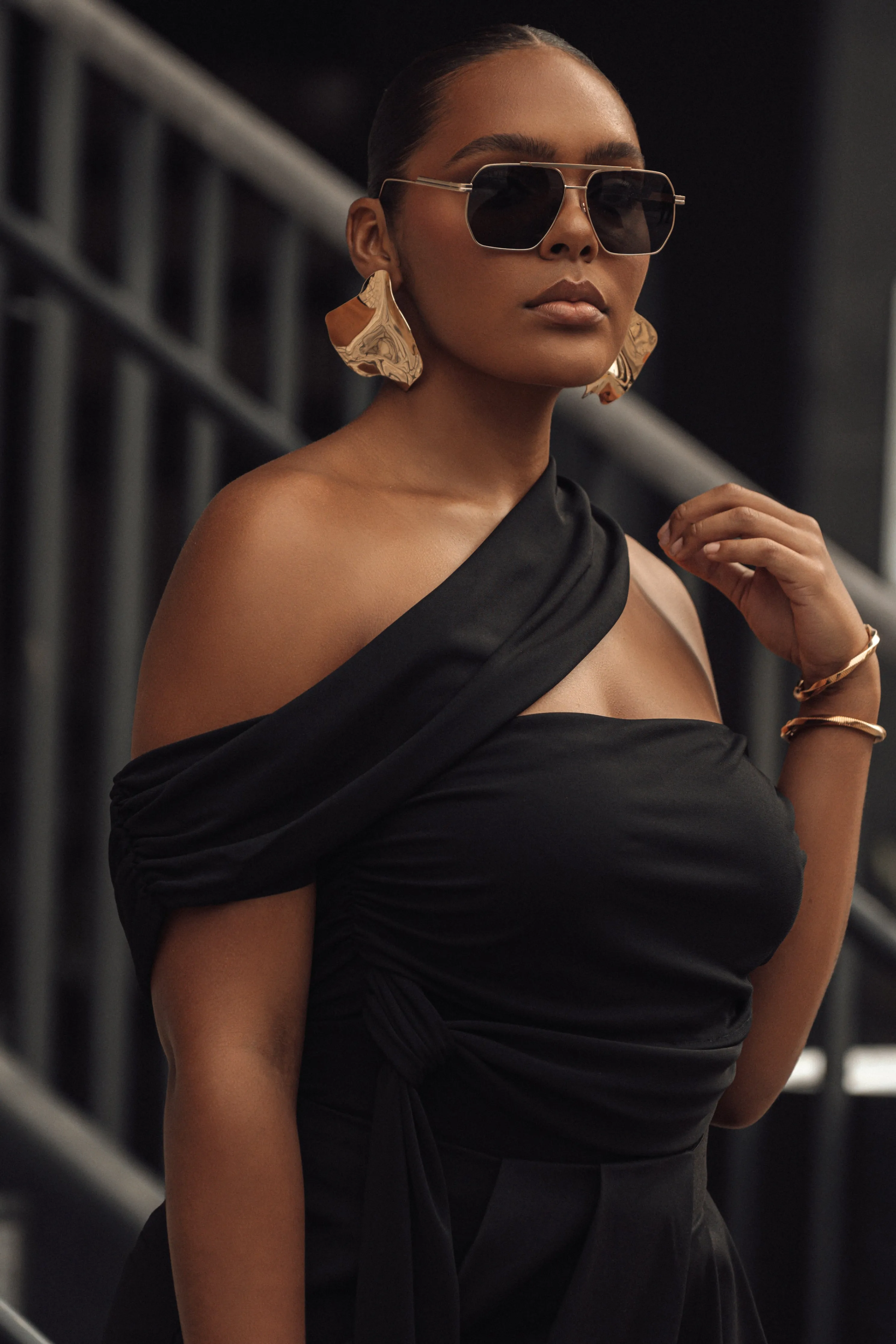 Black Above All Drape Bodysuit