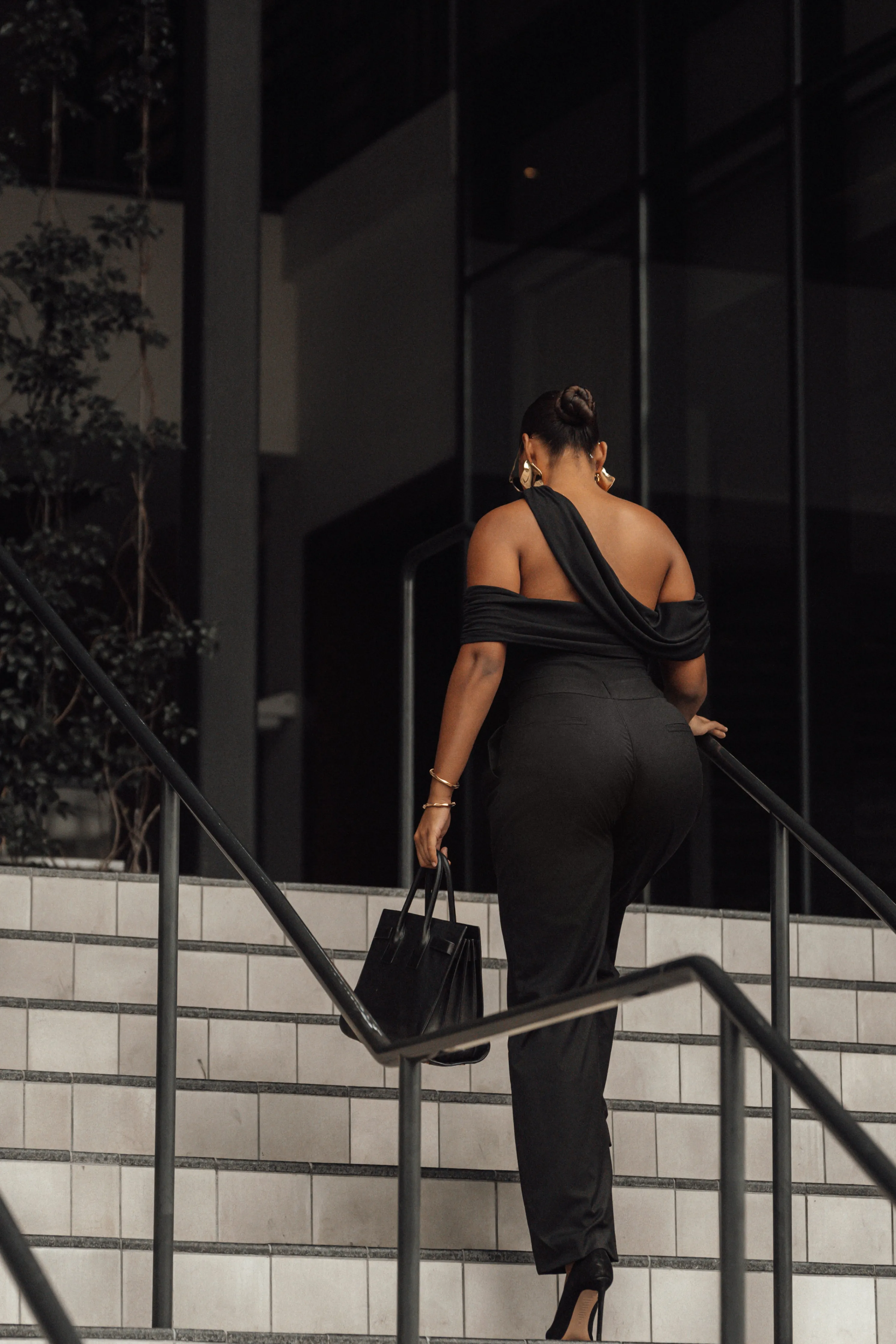 Black Above All Drape Bodysuit