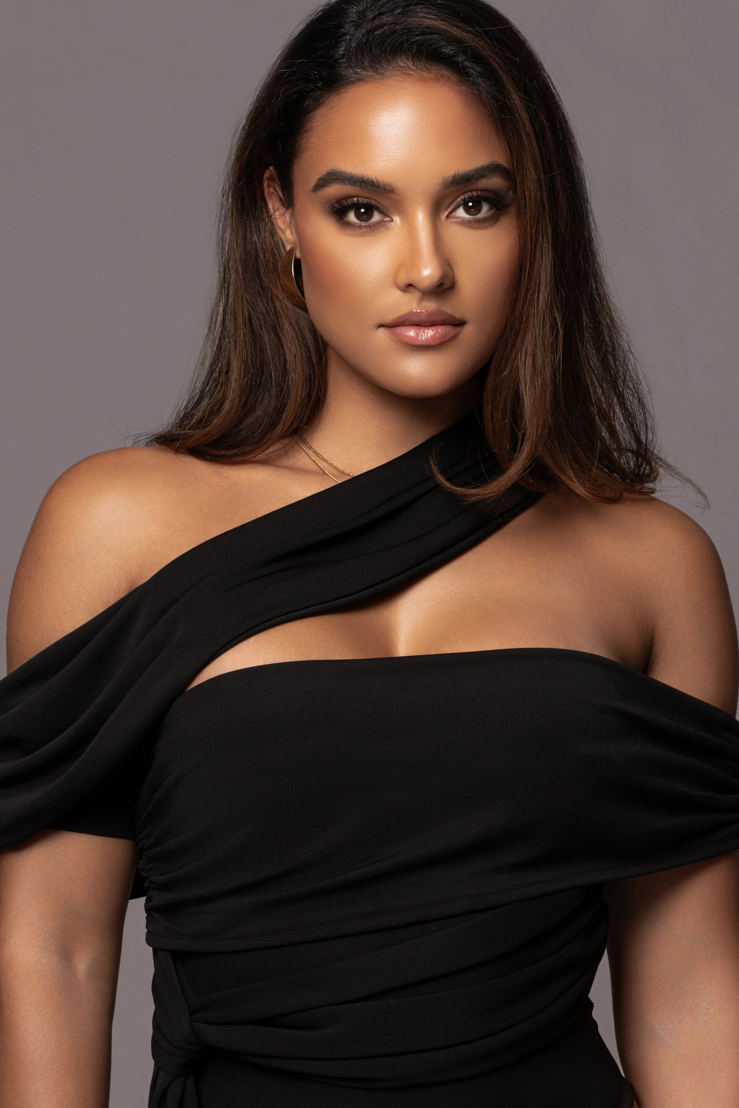 Black Above All Drape Bodysuit