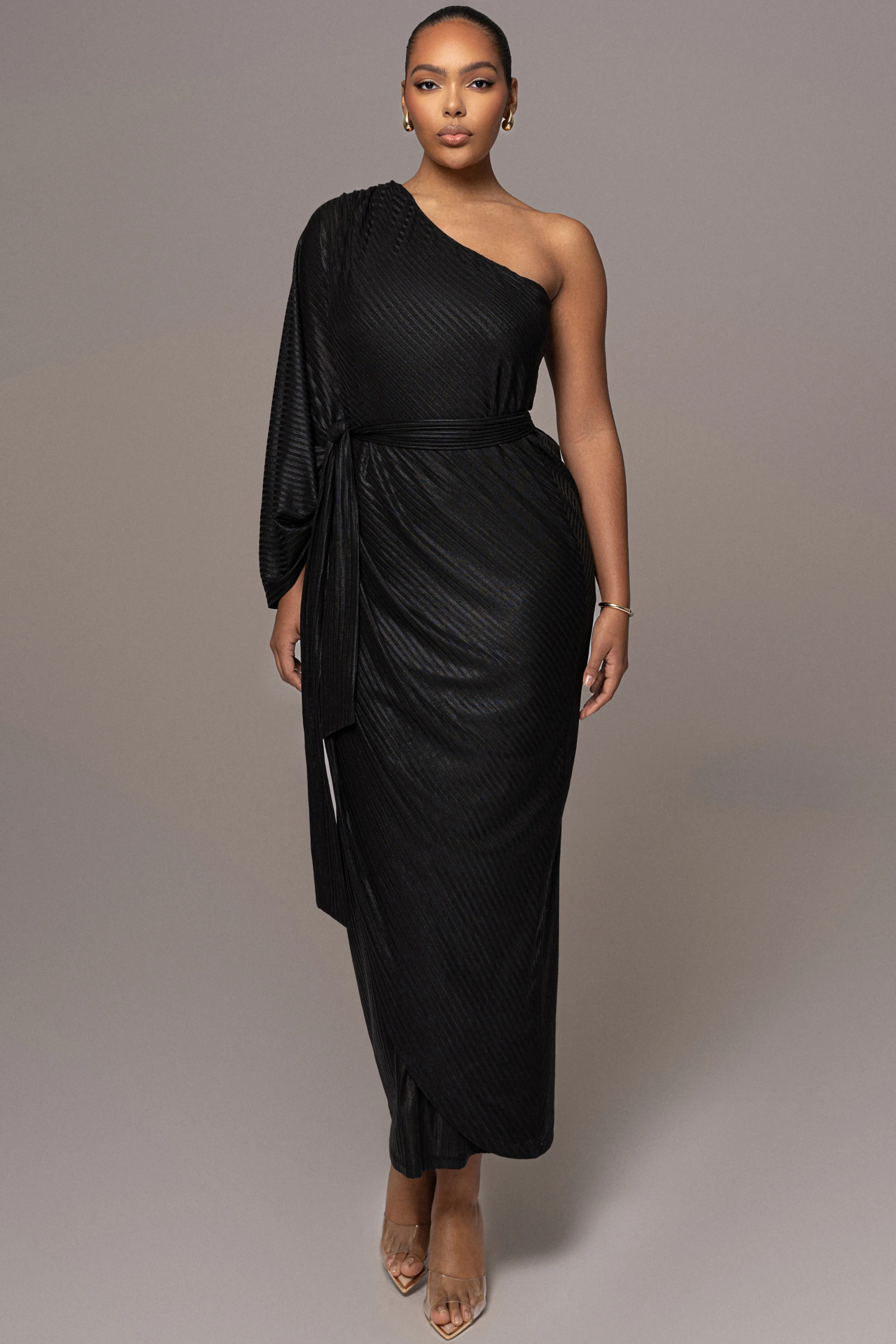 Black Amina Metallic Maxi Dress