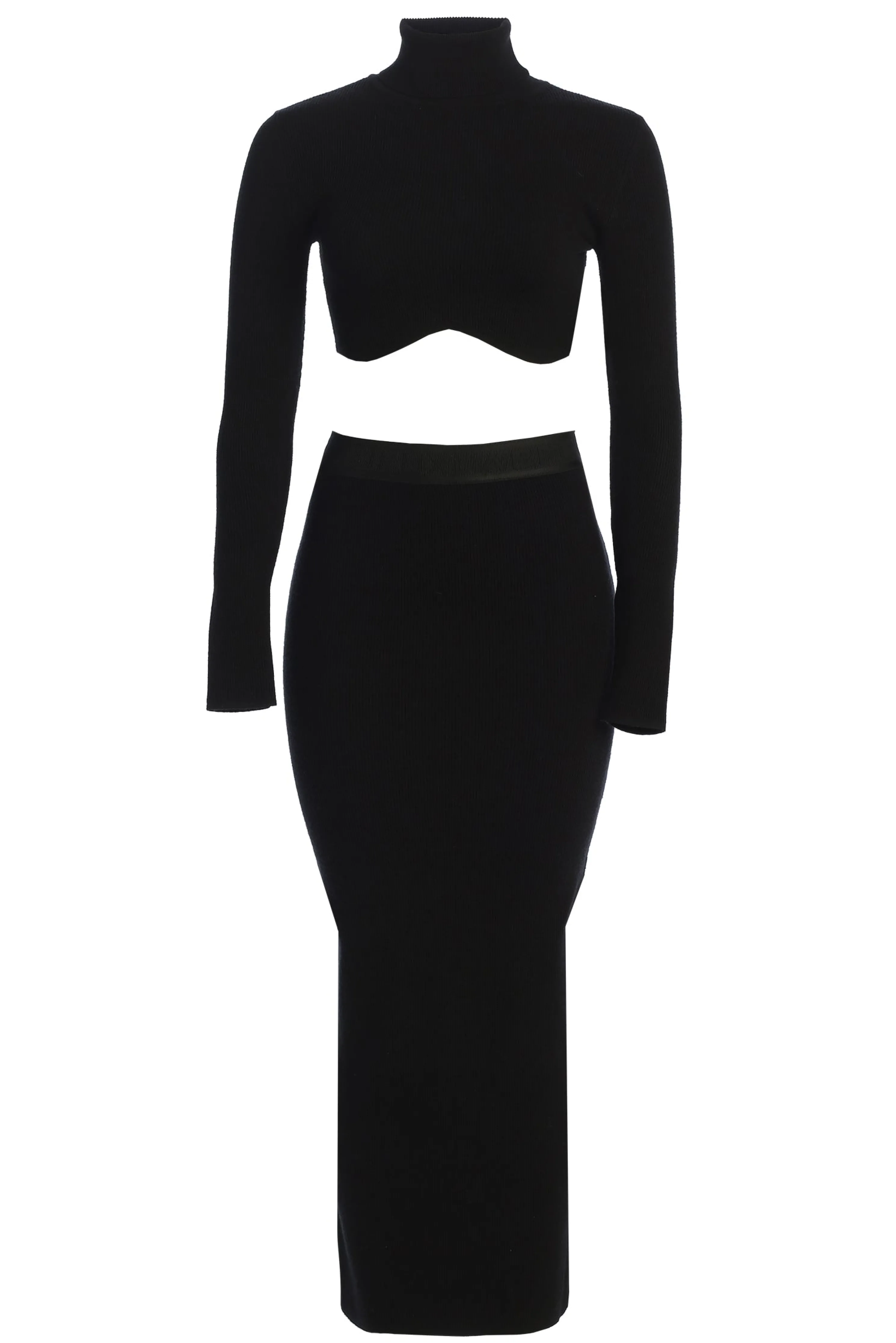 Black Anise Ribbed Skirt Set