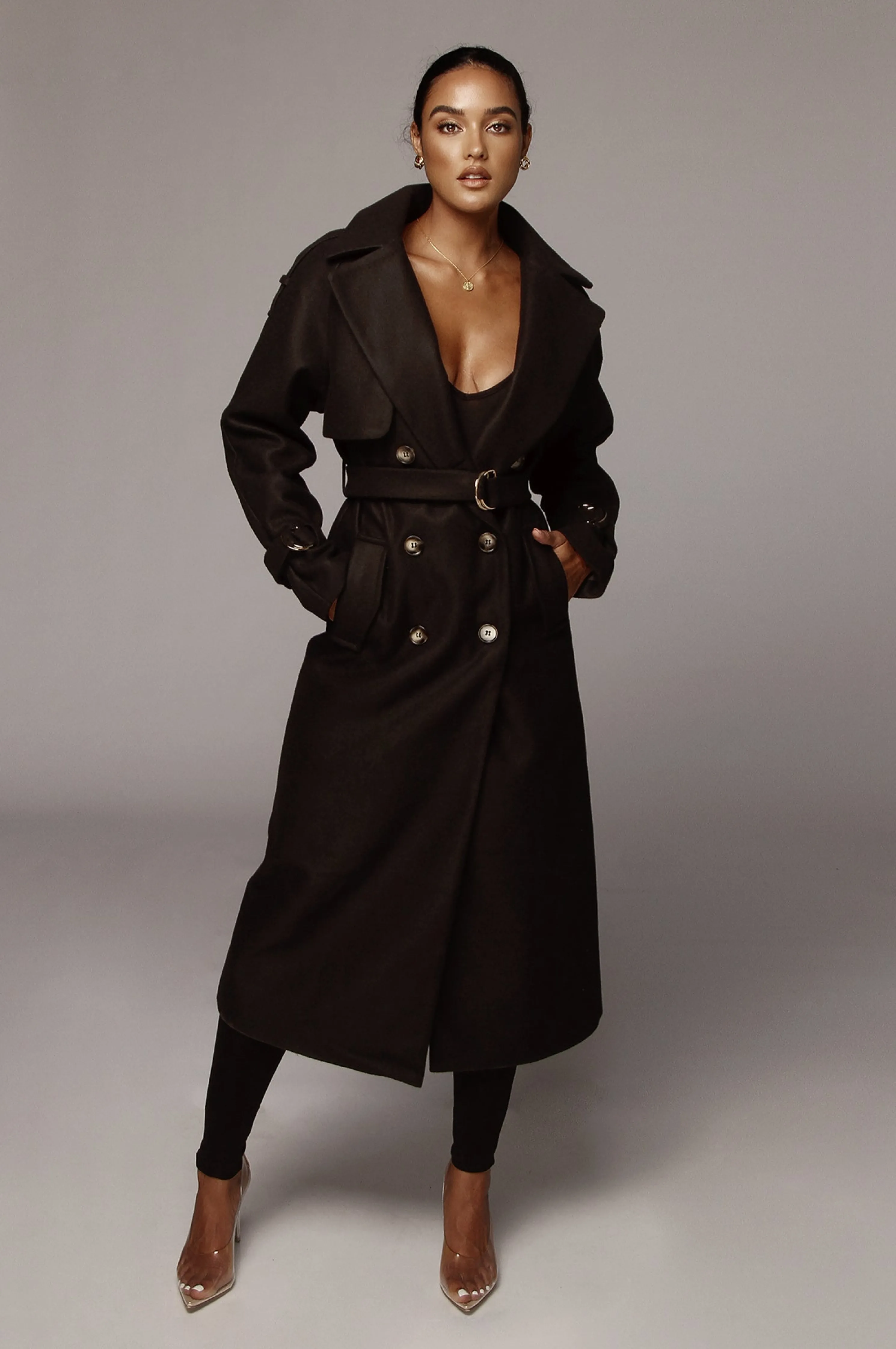 Black Beverly Trench Coat