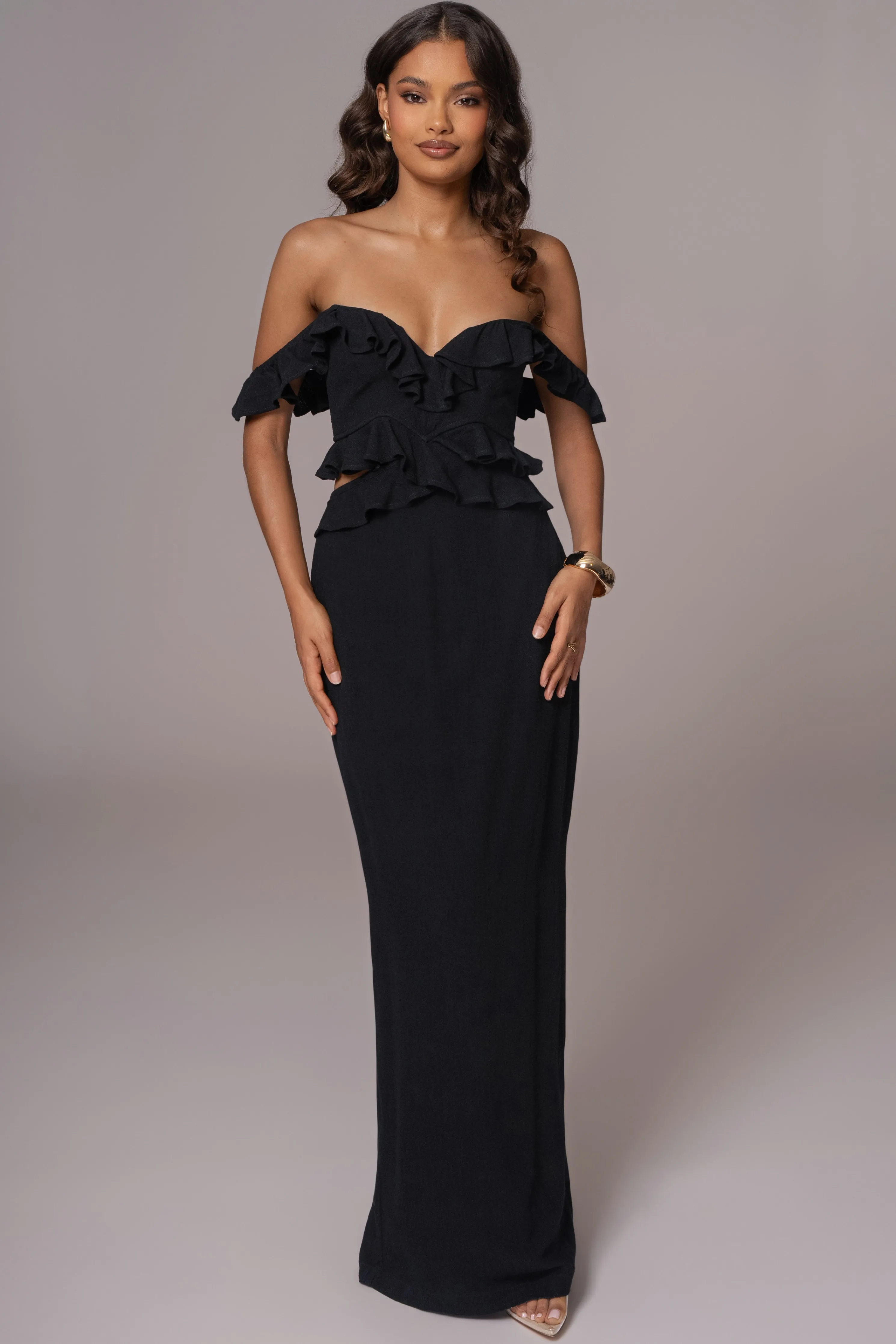 Black Brighter Days Linen Maxi Dress