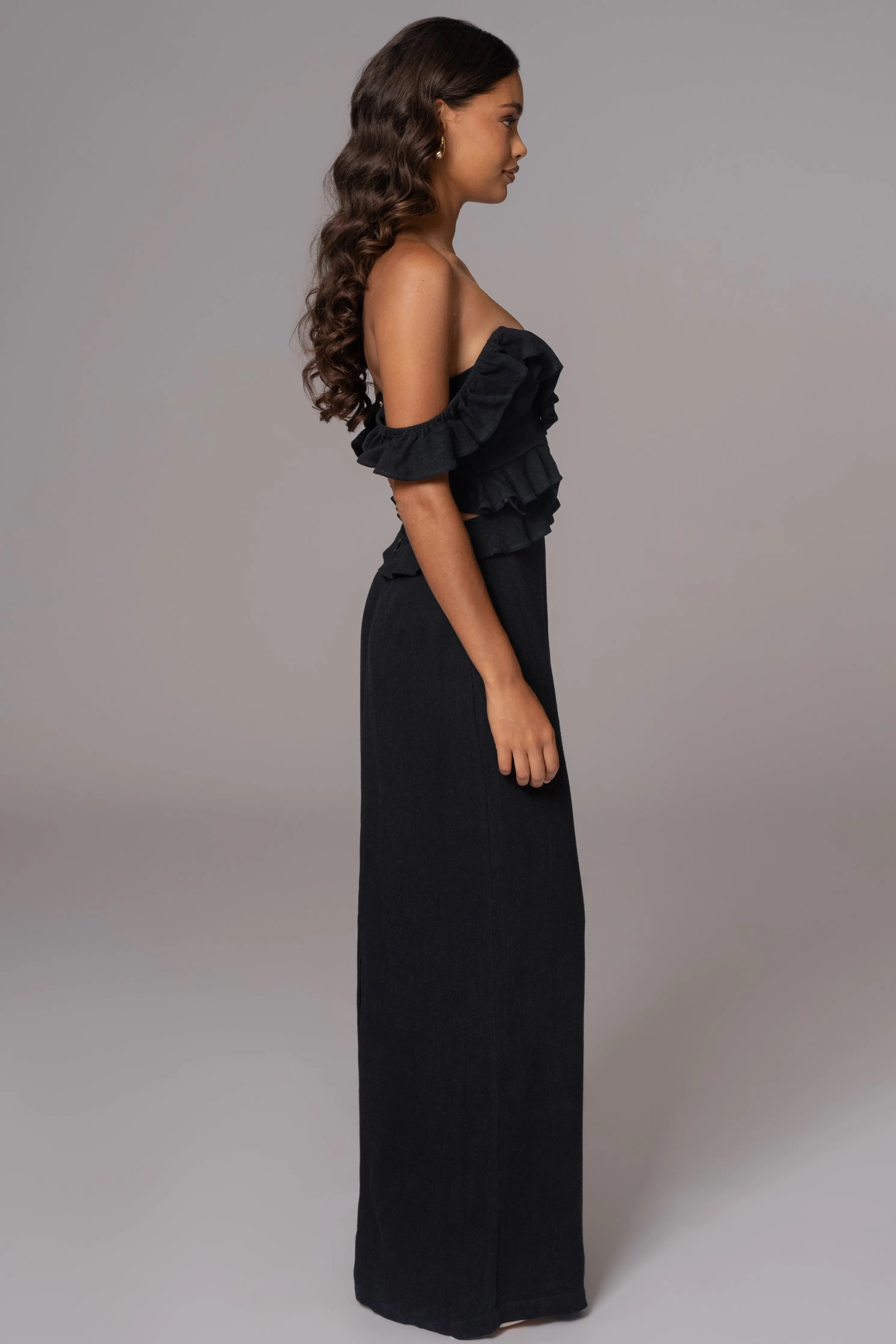 Black Brighter Days Linen Maxi Dress