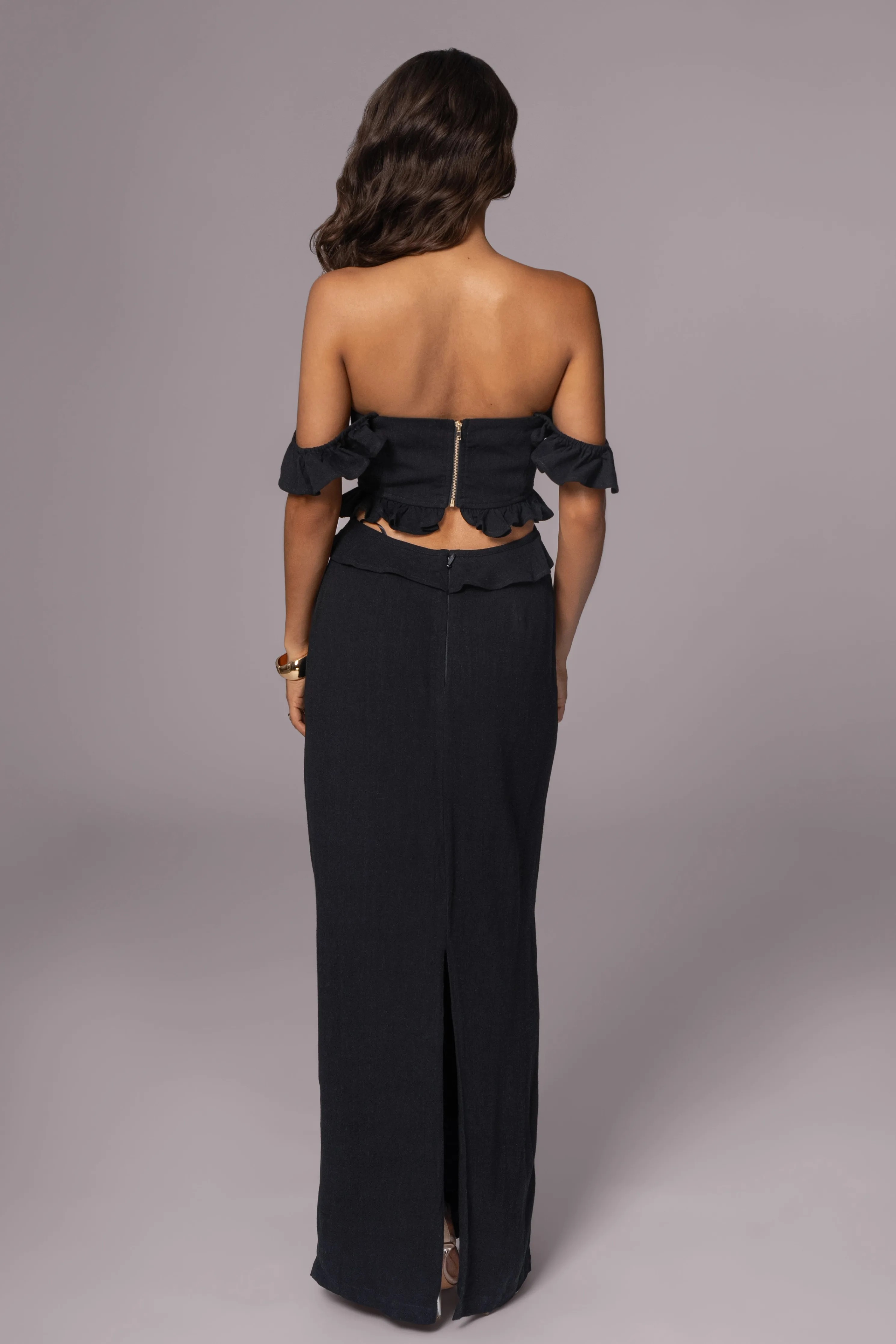 Black Brighter Days Linen Maxi Dress