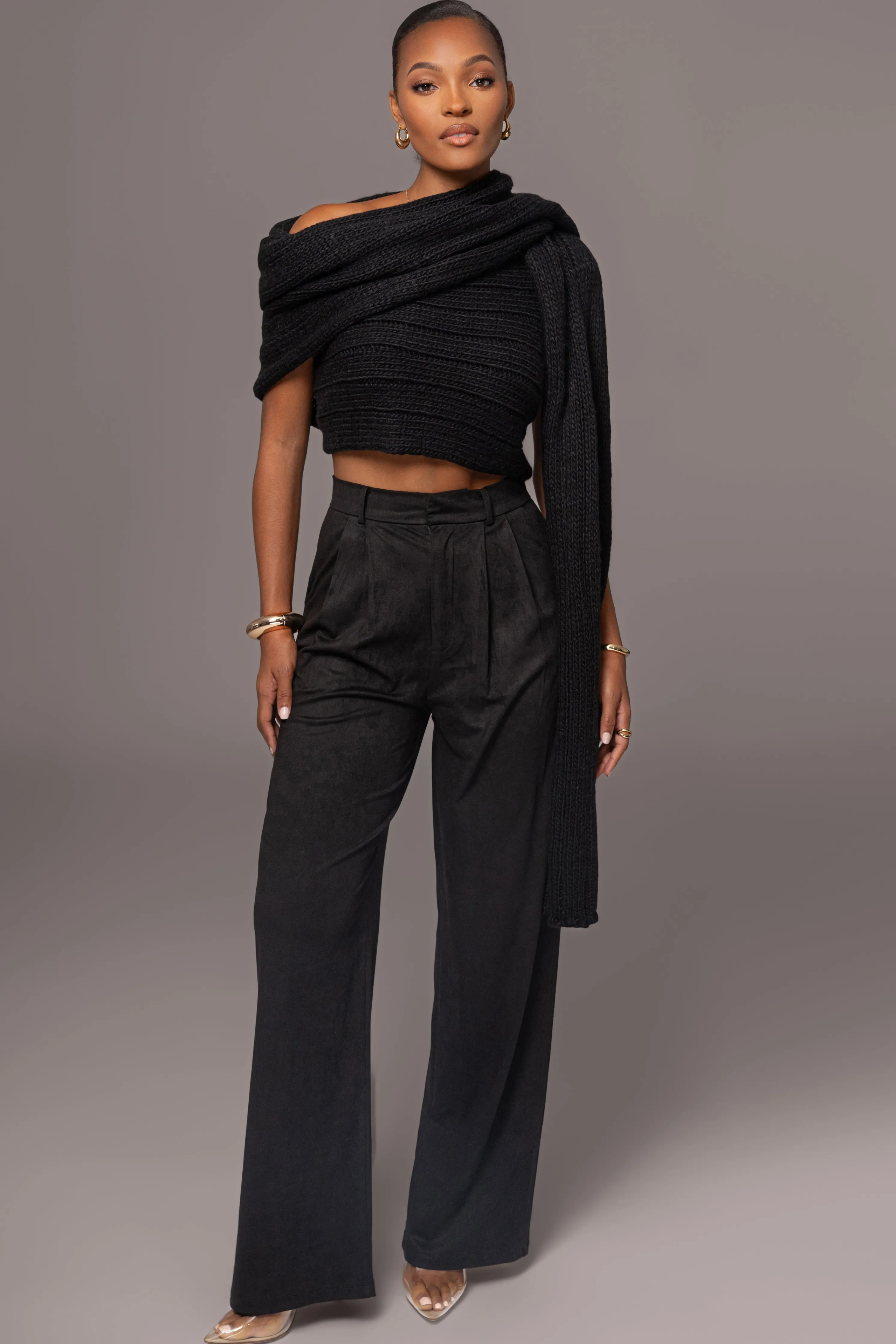 Black Classic High Rise Trousers