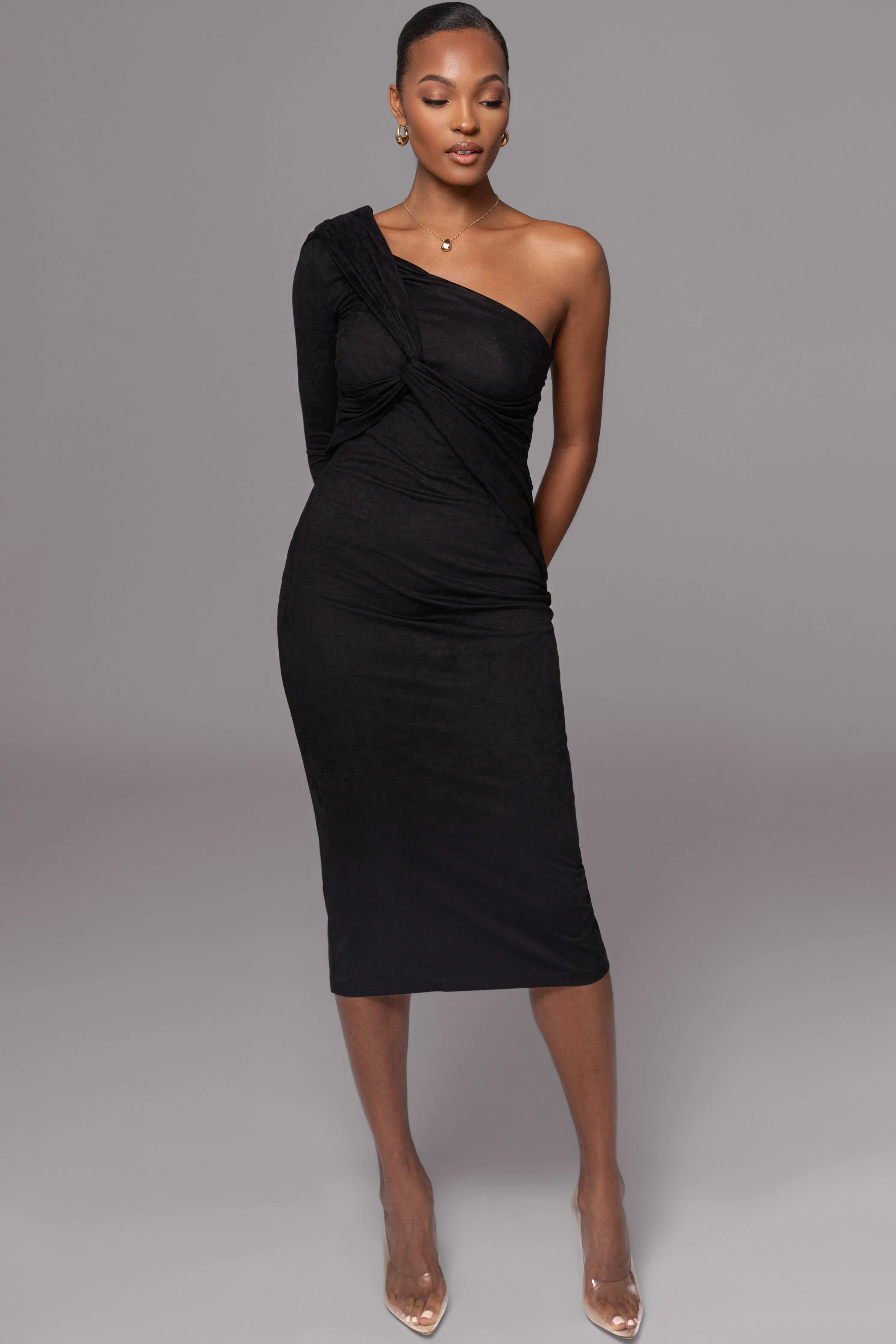 Black Dayanna Suede Midi Dress