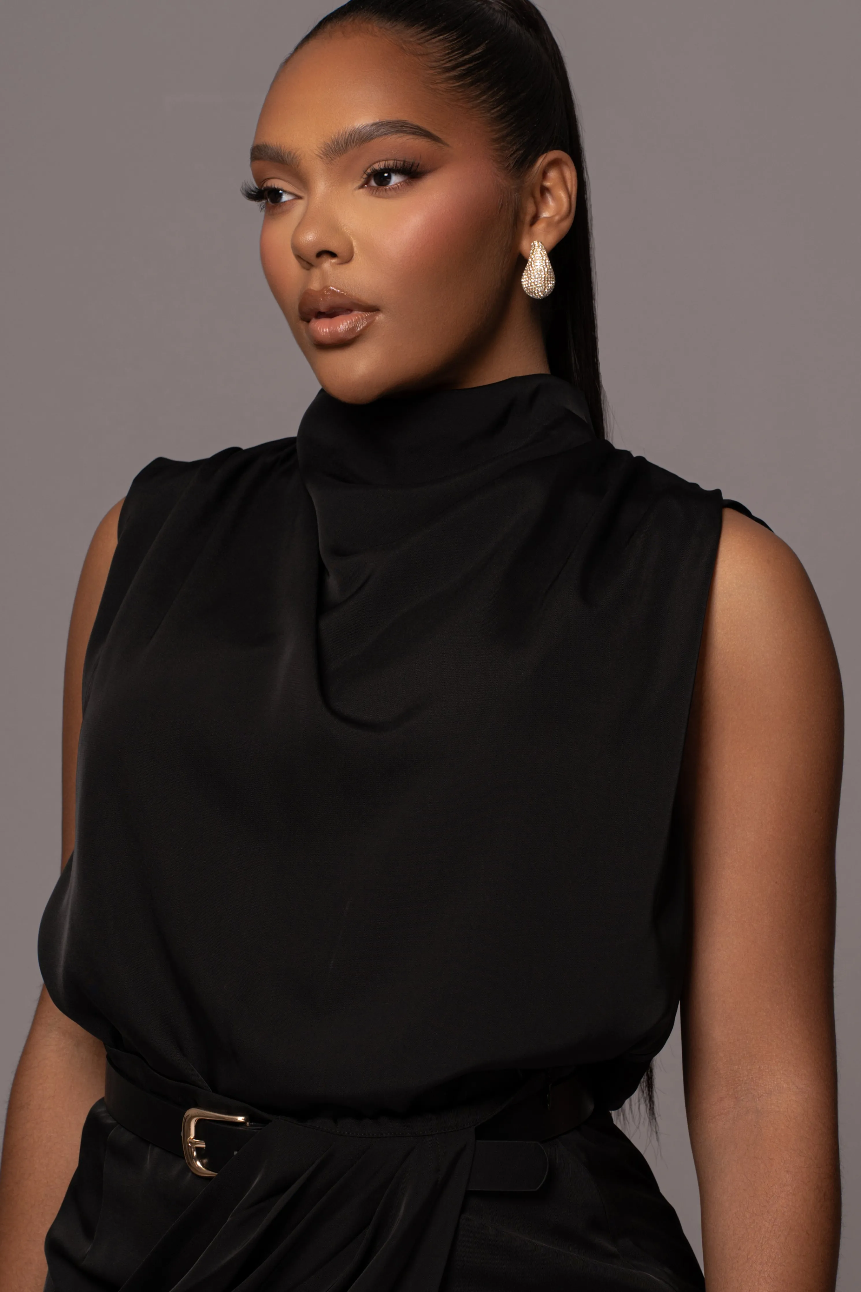 Black Desiree Mock Neck Top