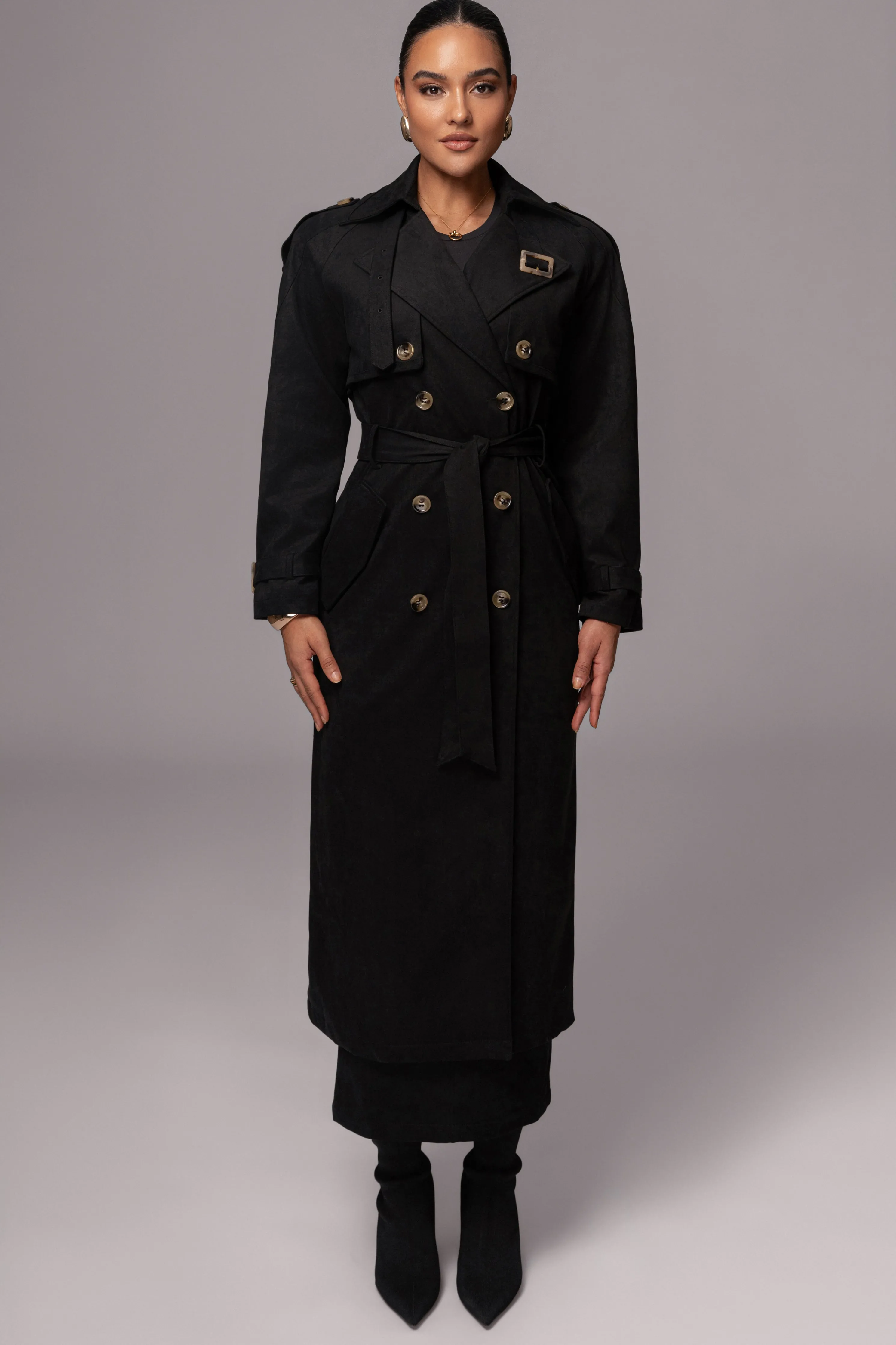 Black Elite Suede Coat