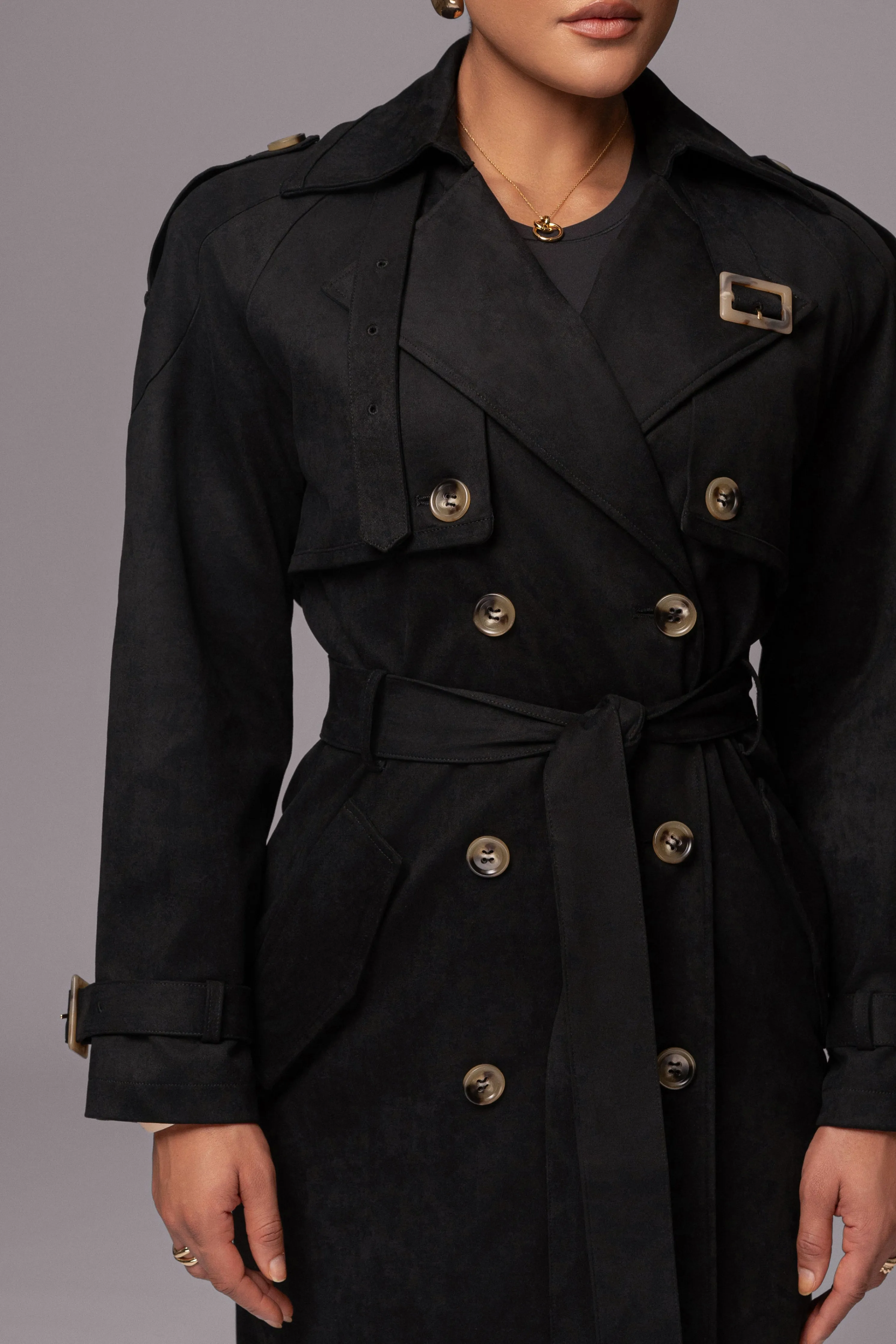 Black Elite Suede Coat