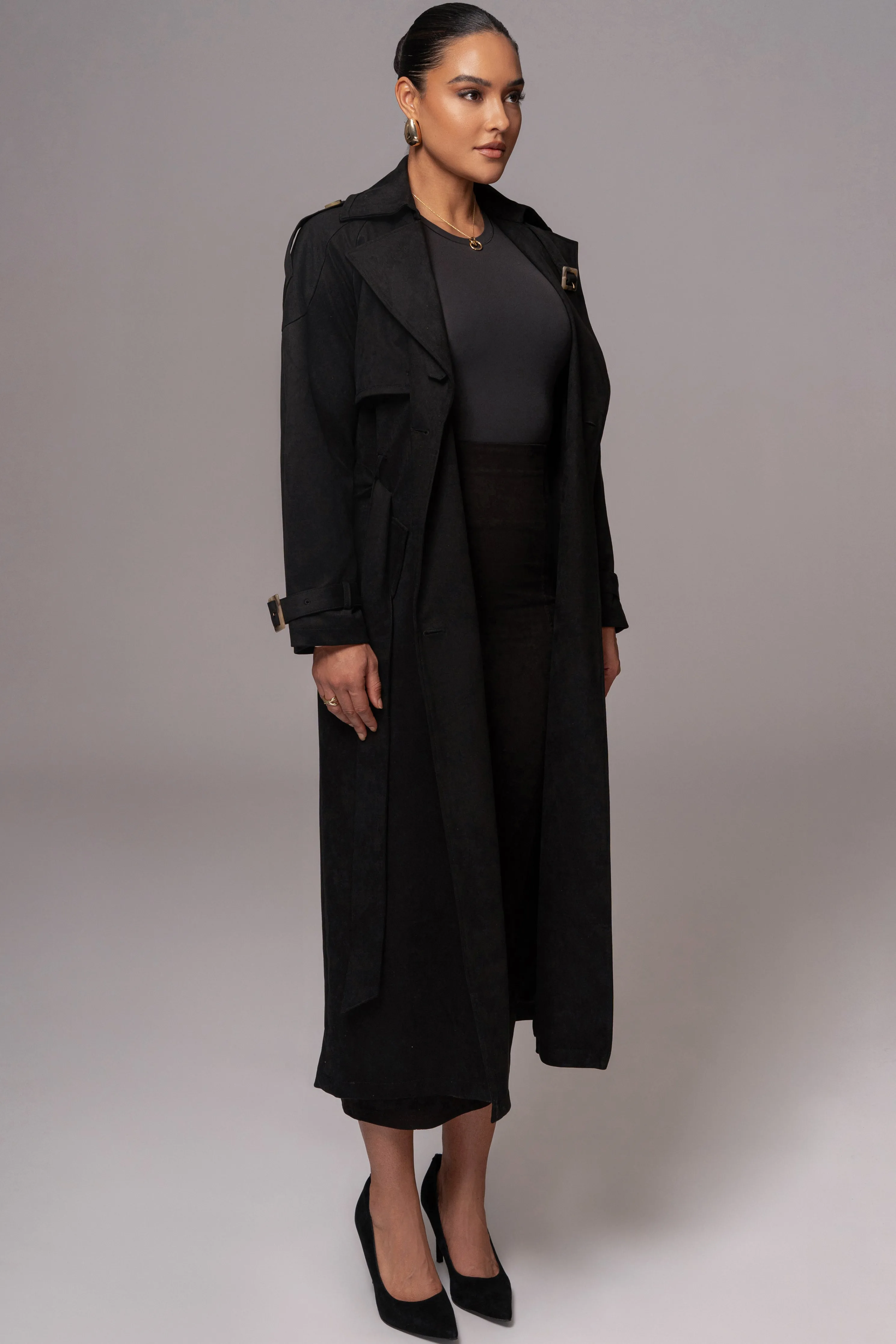 Black Elite Suede Coat