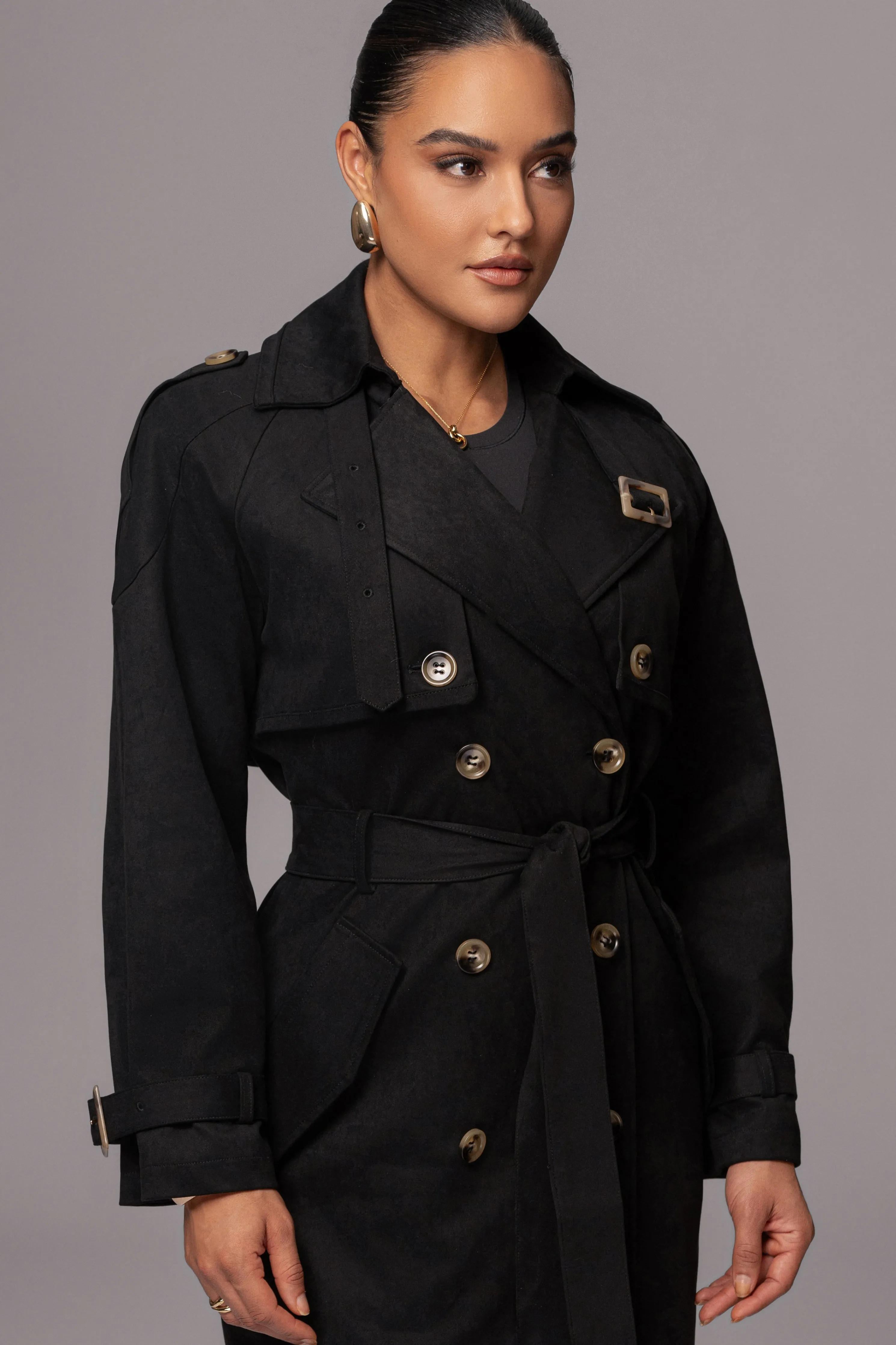 Black Elite Suede Coat