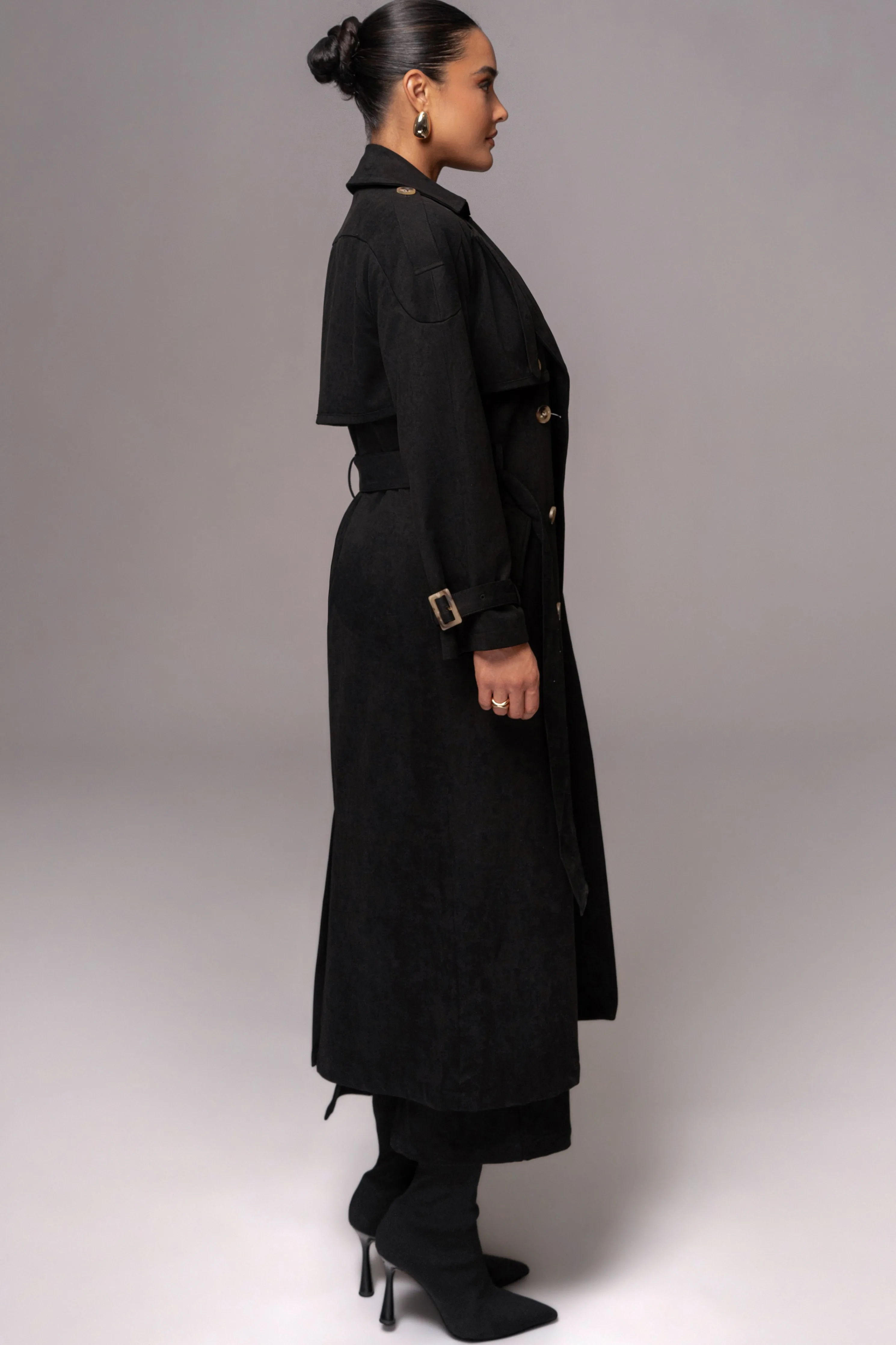 Black Elite Suede Coat