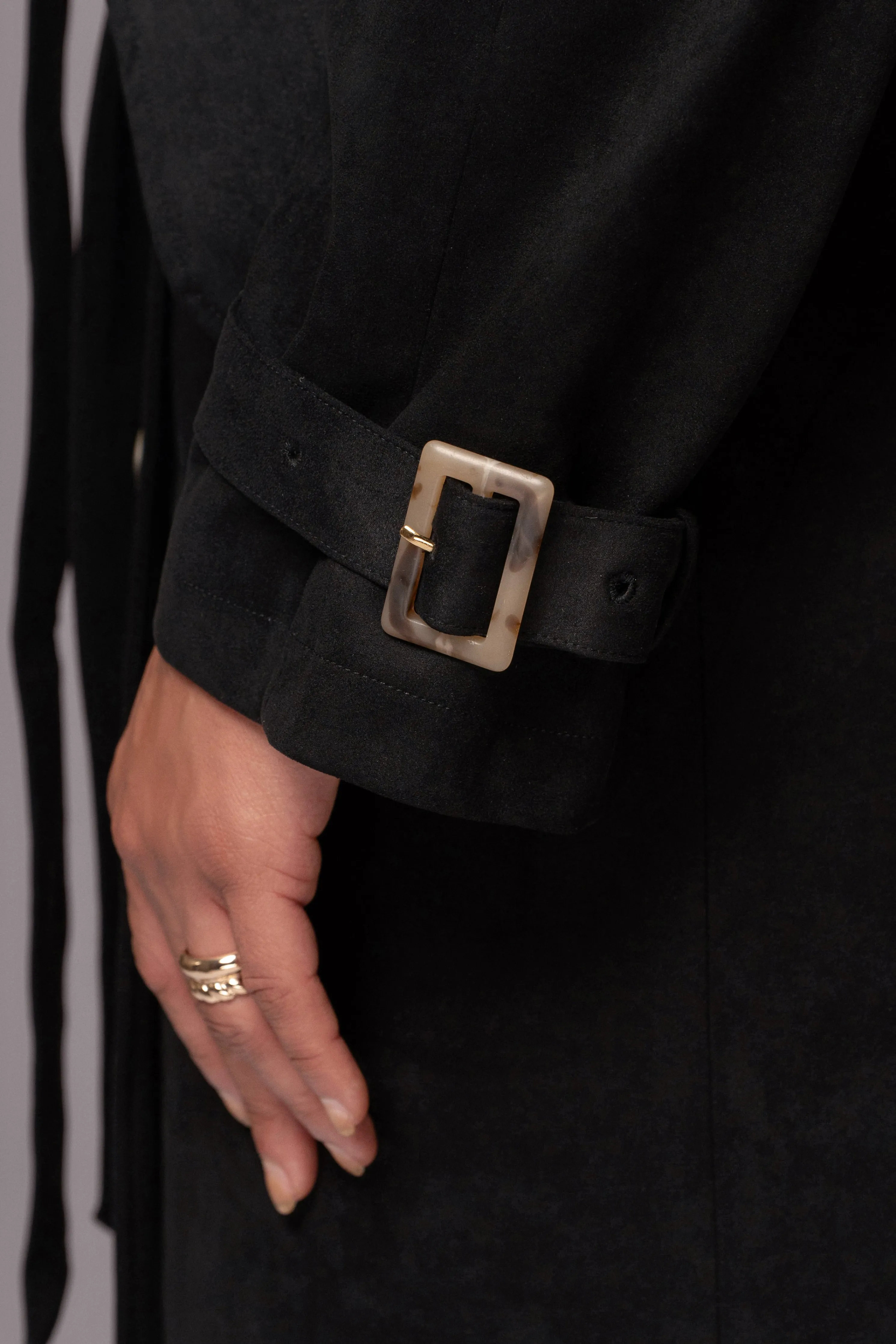 Black Elite Suede Coat