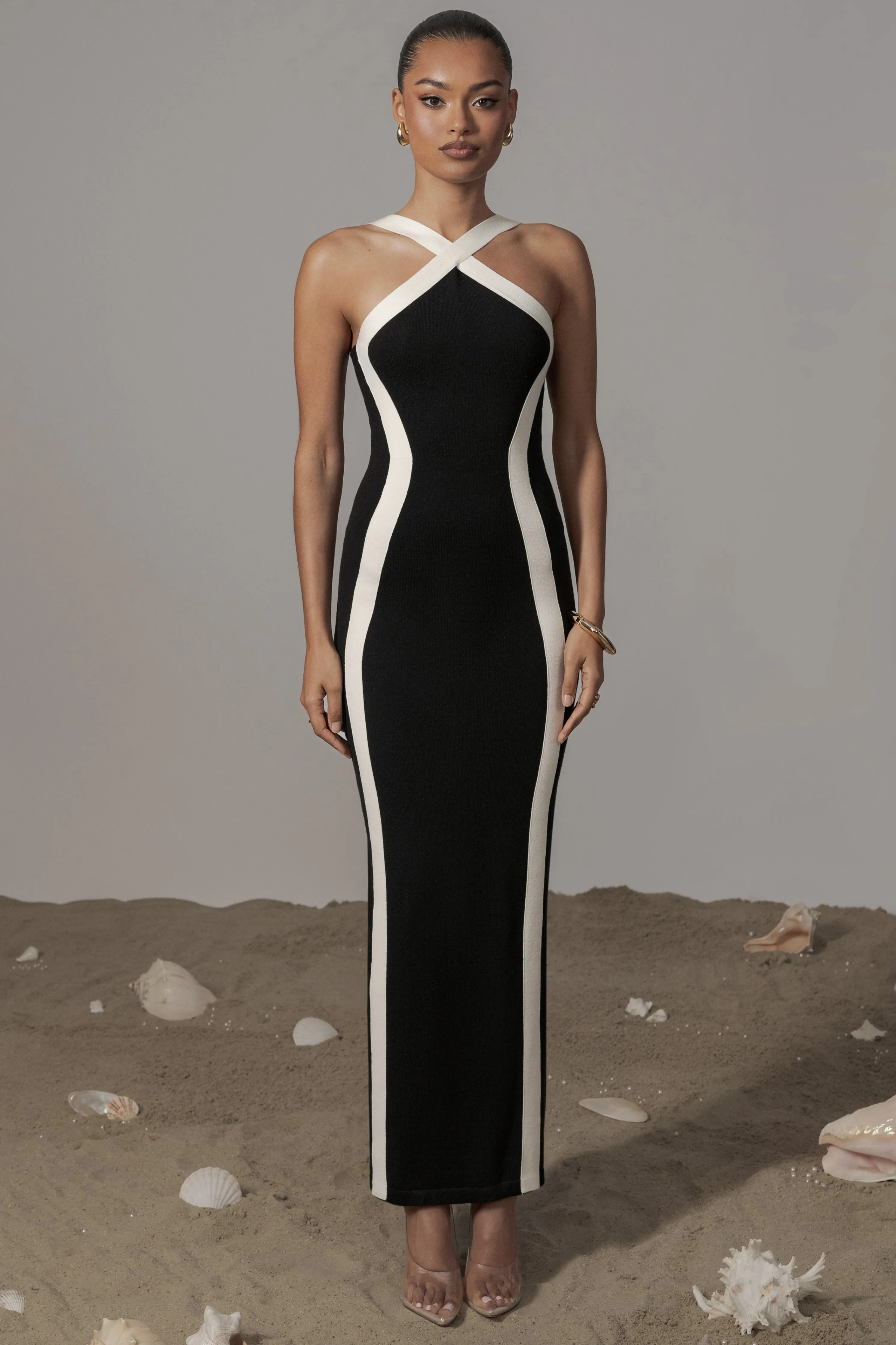 Black Fabiola Contrast Maxi Dress