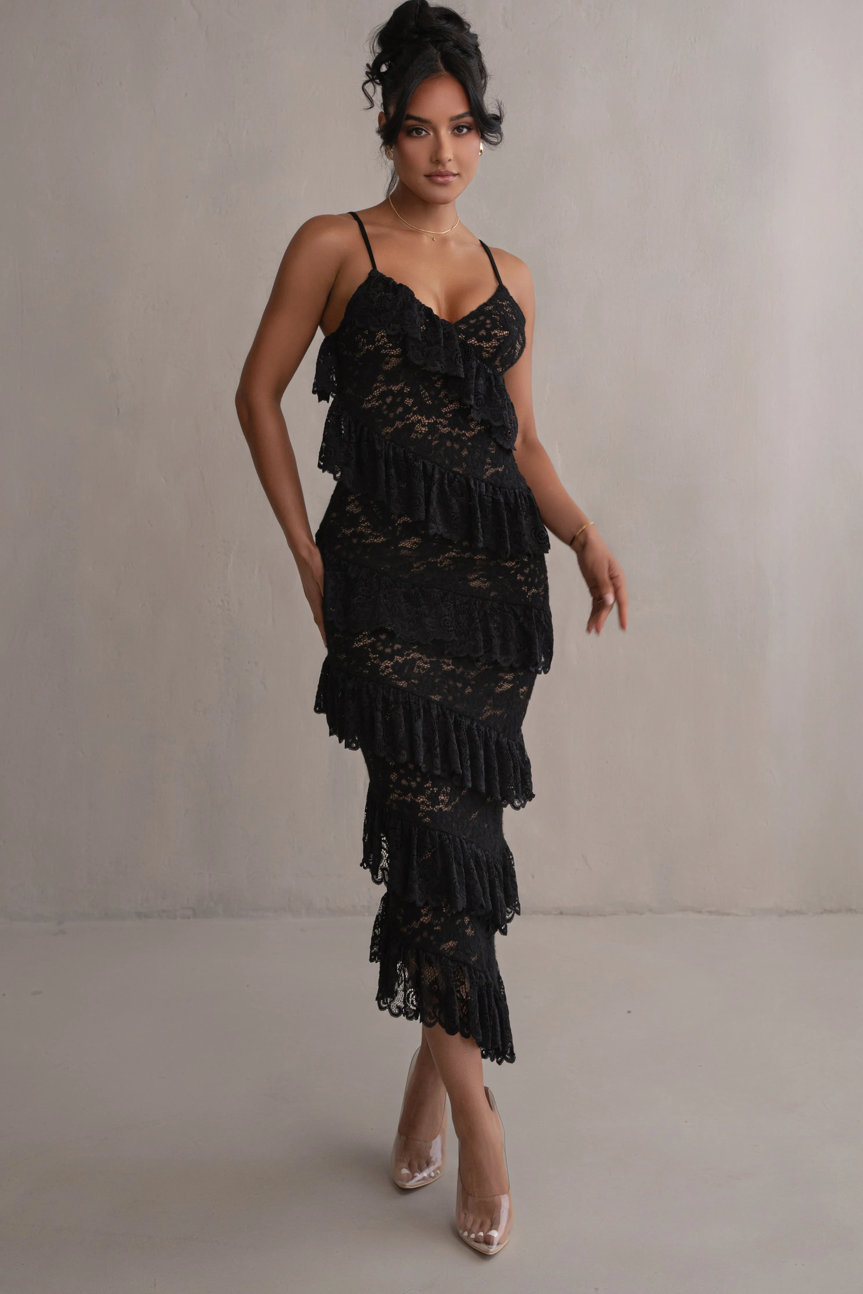 Black Feeling Of Forever Ruffle Dress