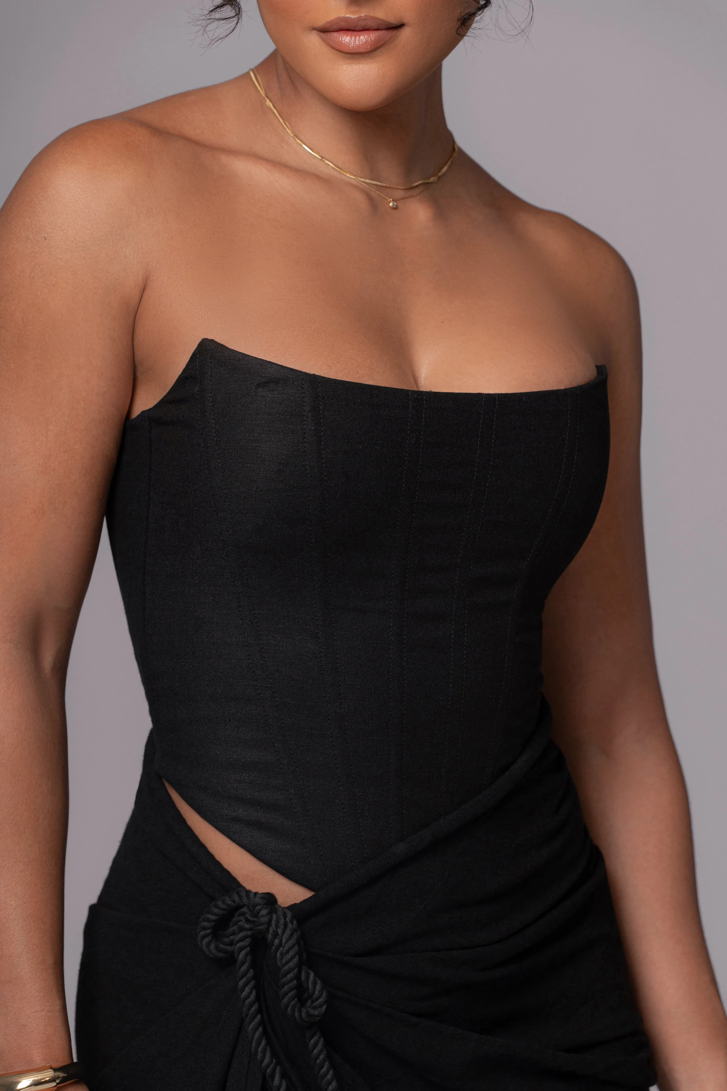 Black Fenix Reversible Linen Corset