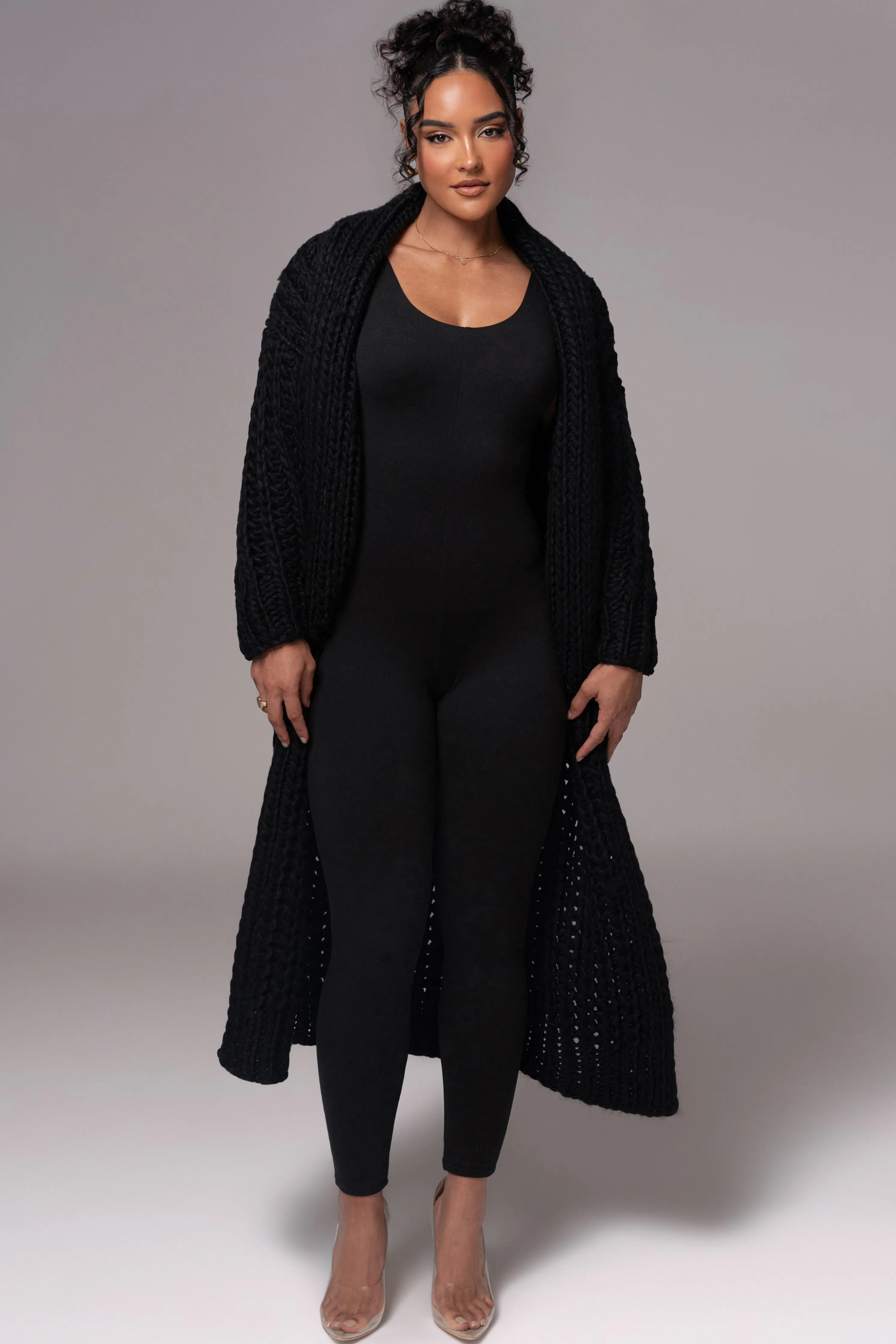 Black Hold Me Close Shawl Collar Cardigan