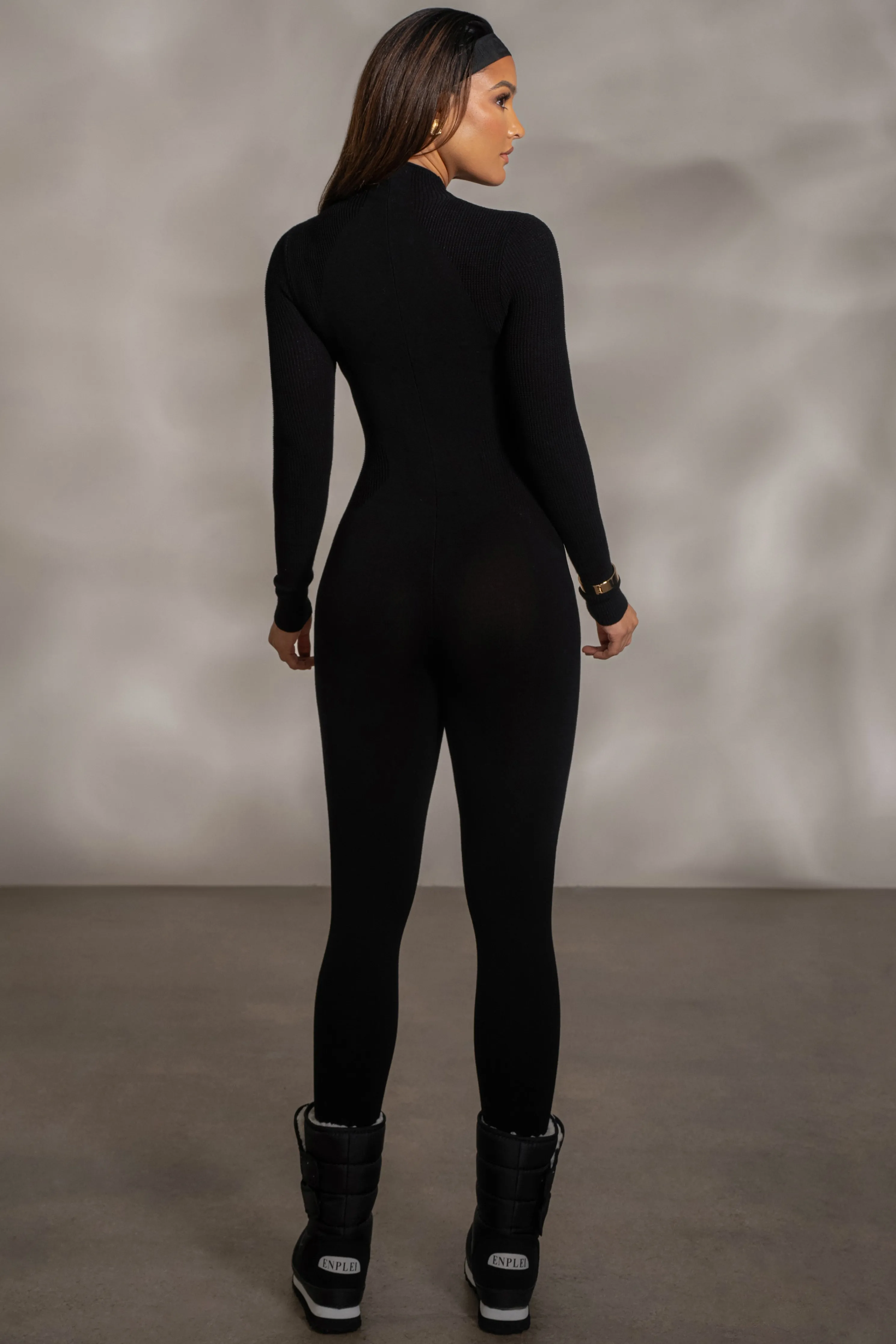 Black Kris Front Zipper Jumpsuit