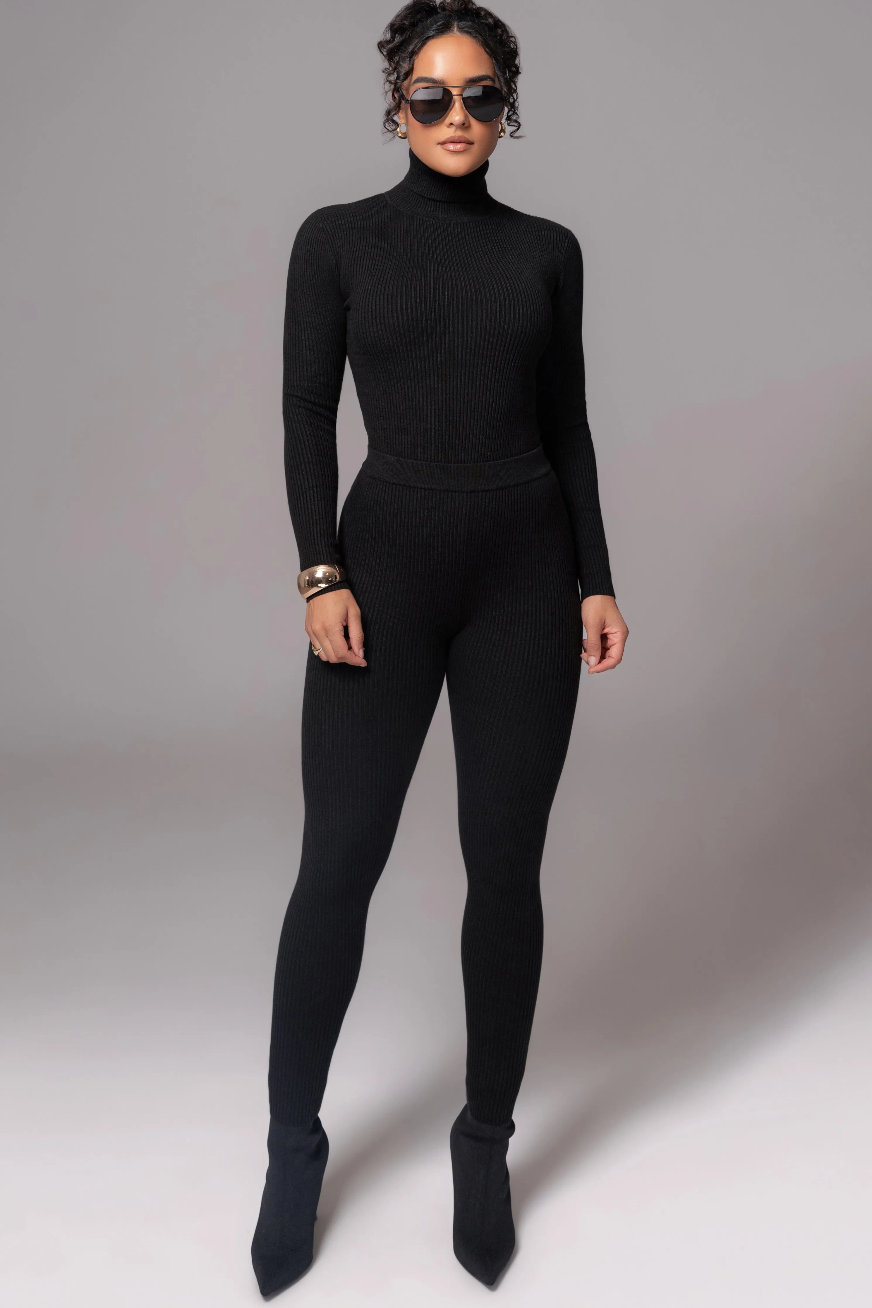 Black Naaya Ribbed Leggings