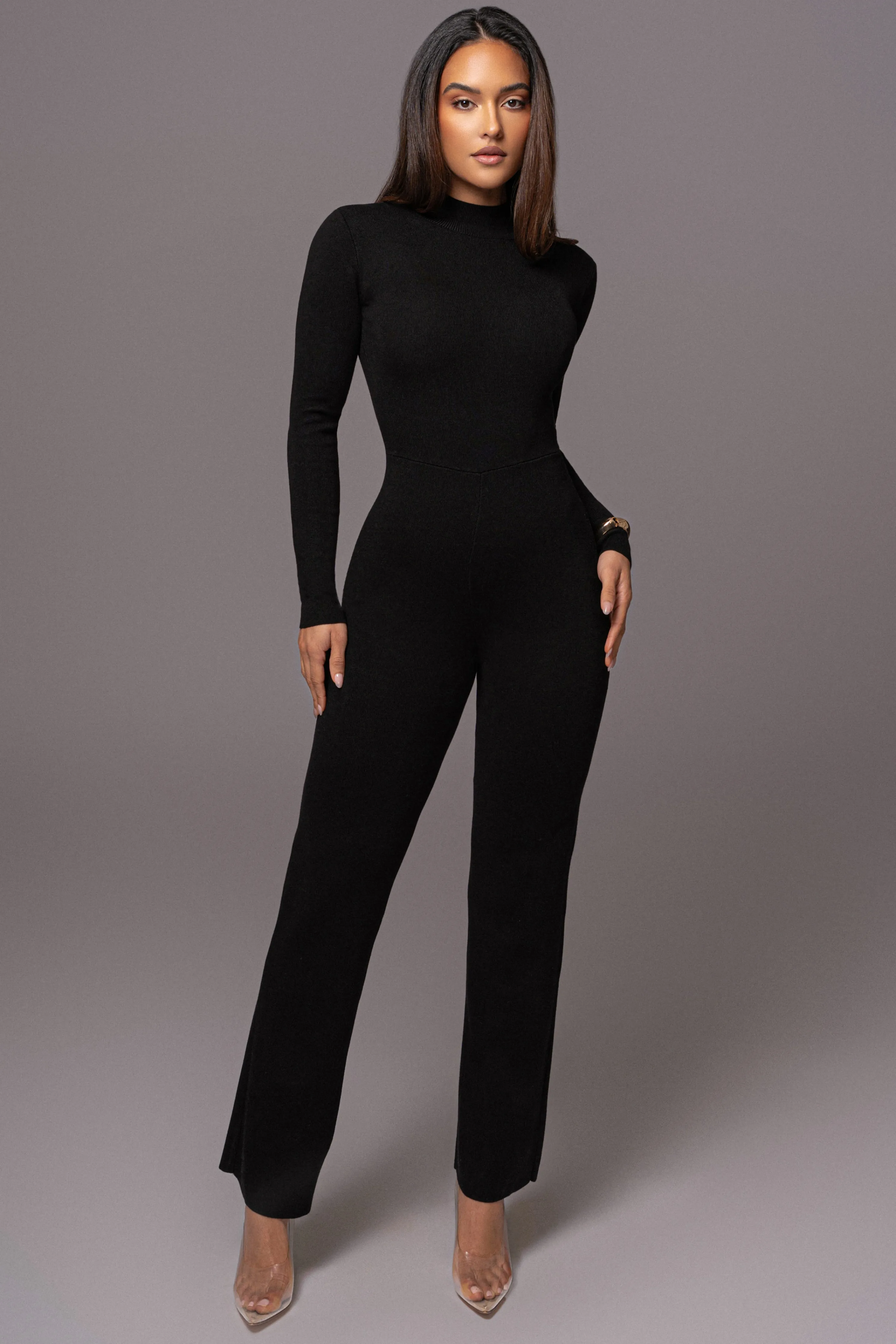 Black Noel Sweater Knit Jumpsuit