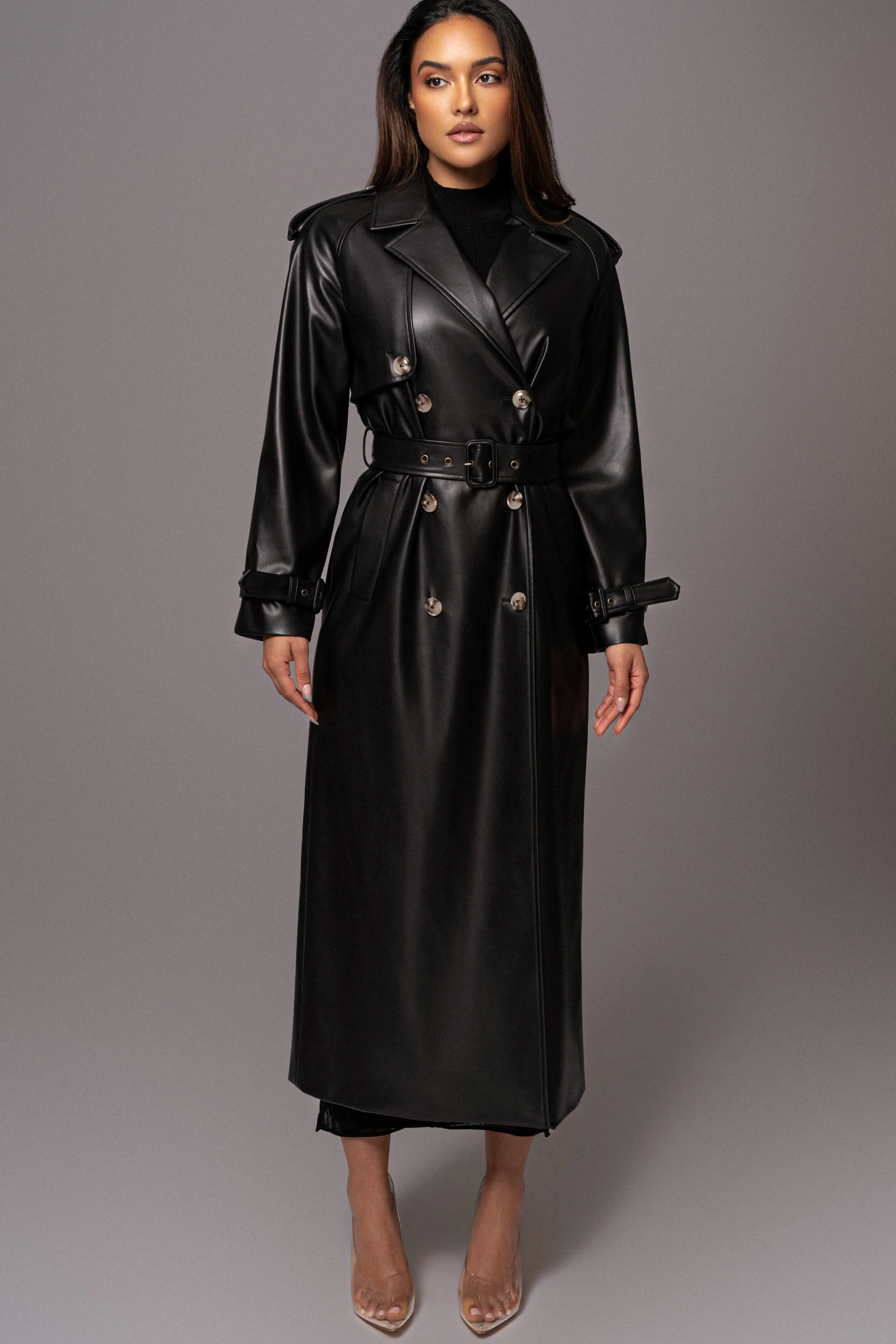 Black Odin Faux Leather Coat