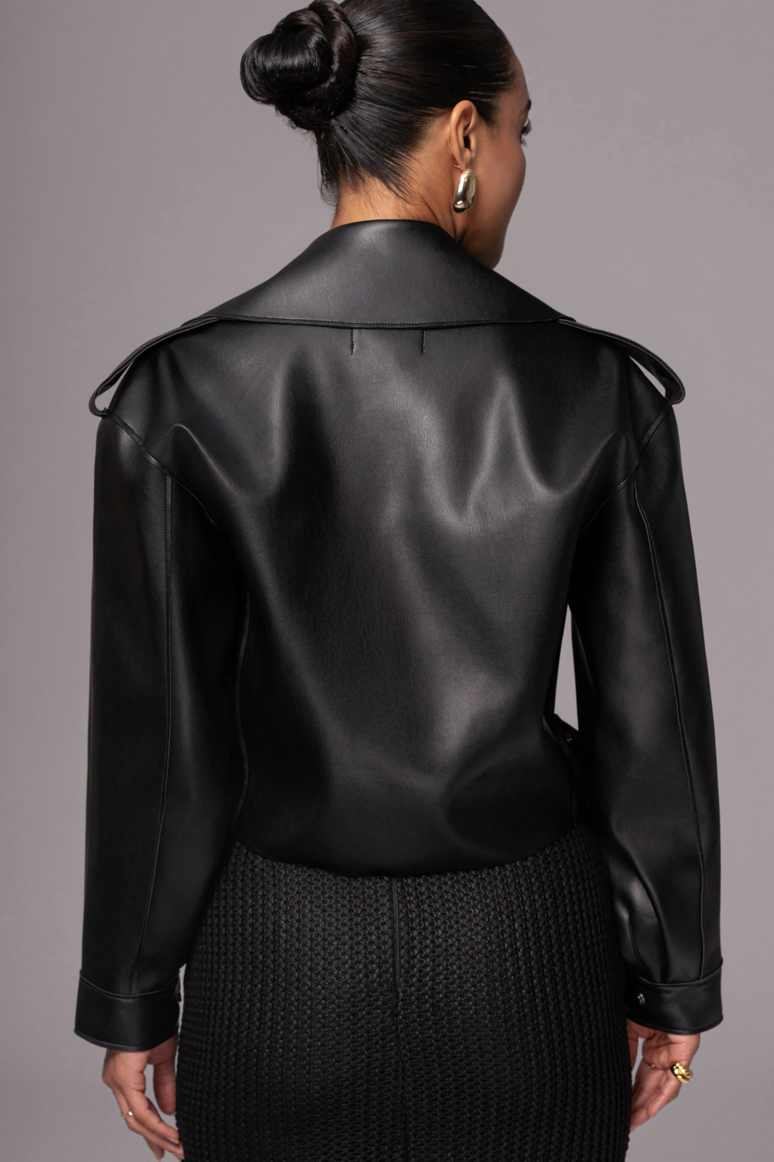 Black Raja Faux Leather Jacket