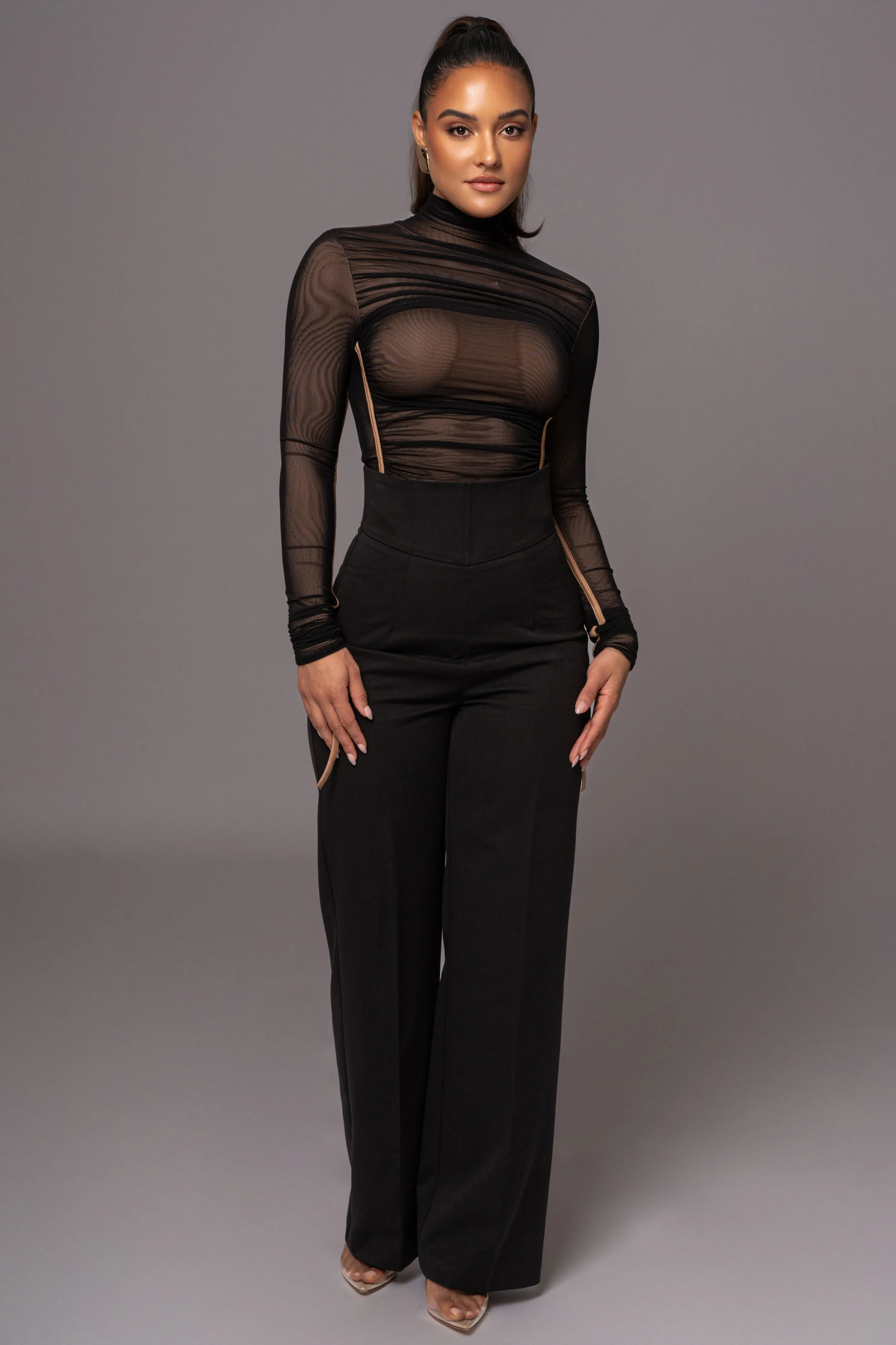 Black Santiana Turtleneck Top