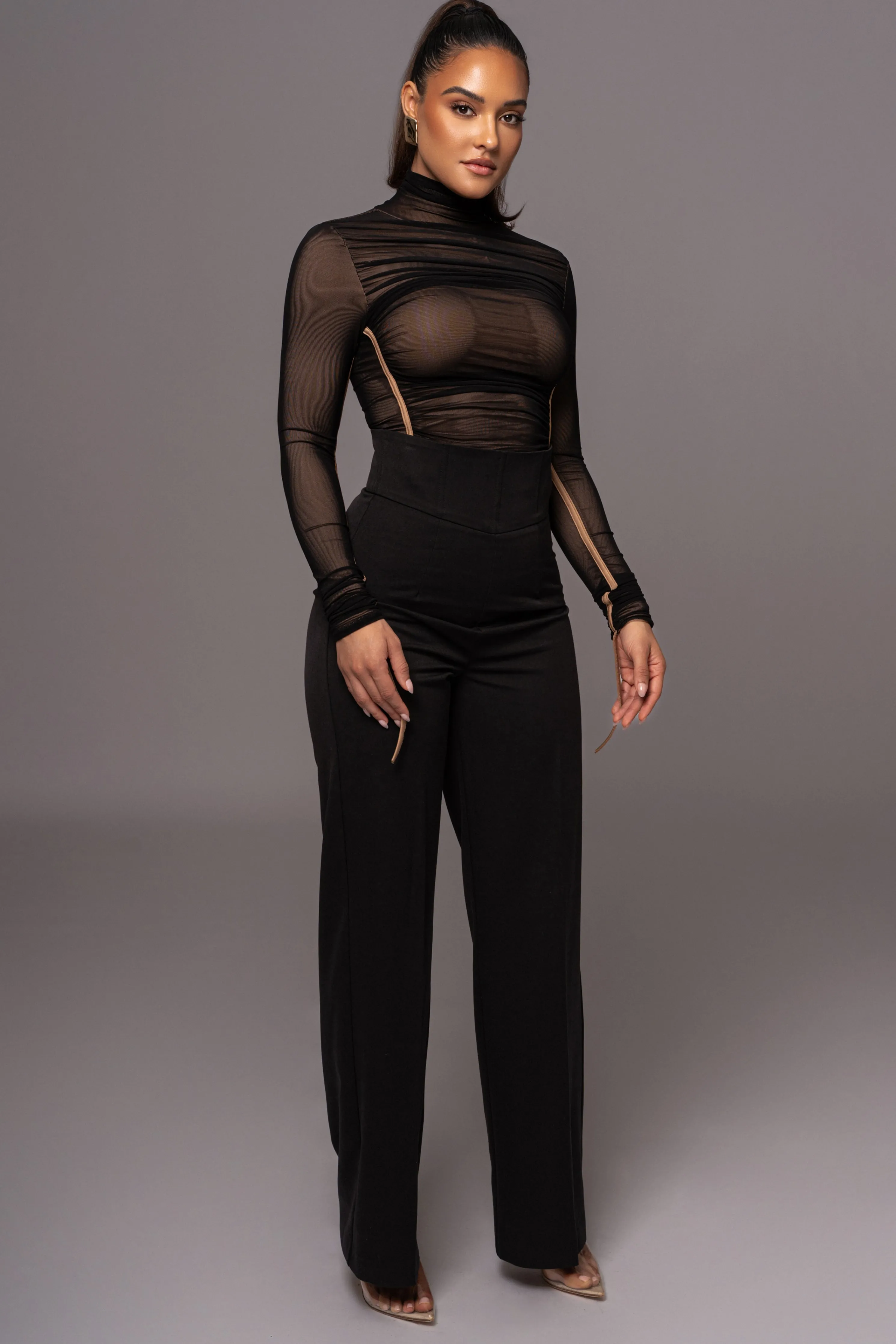 Black Santiana Turtleneck Top