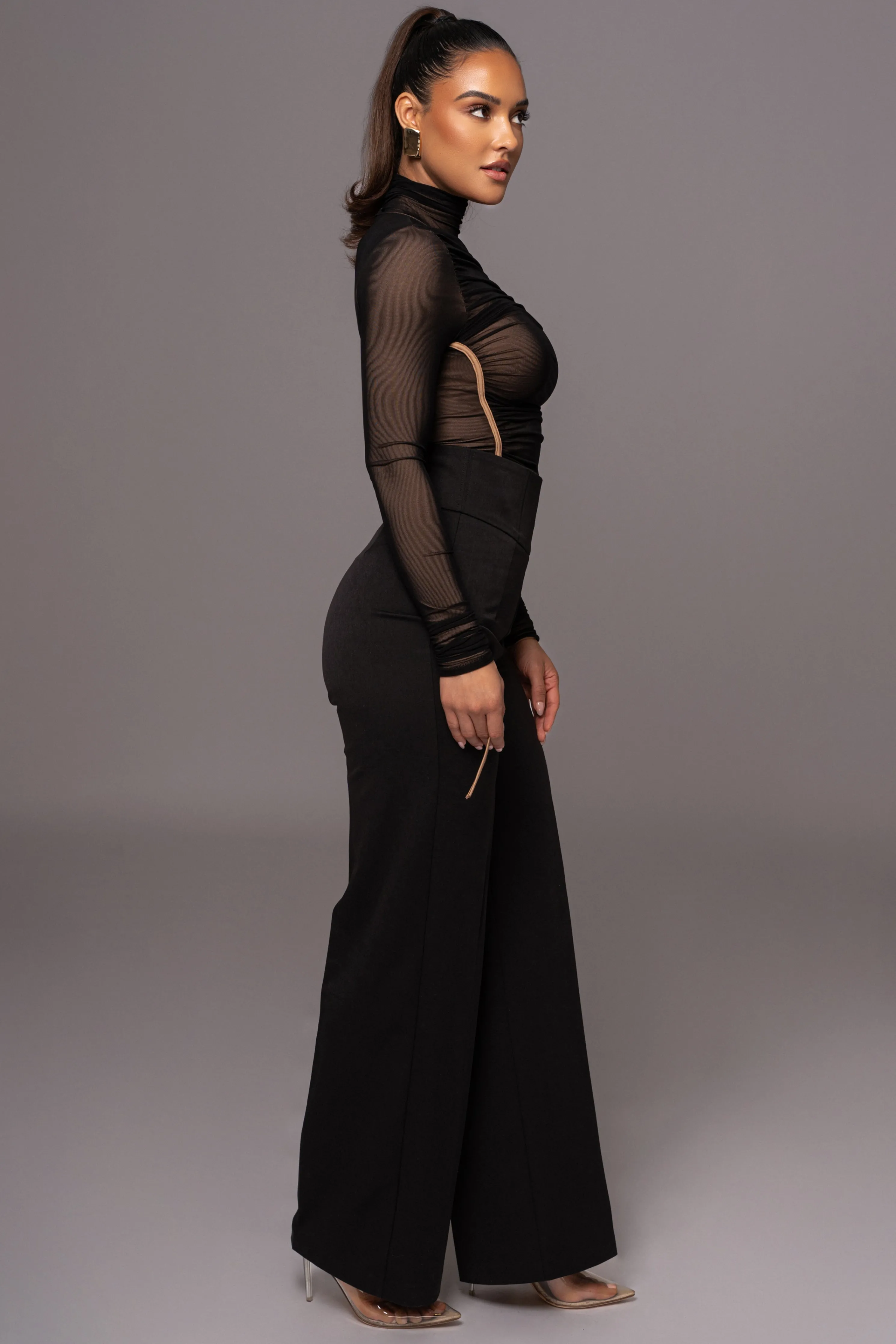 Black Santiana Turtleneck Top