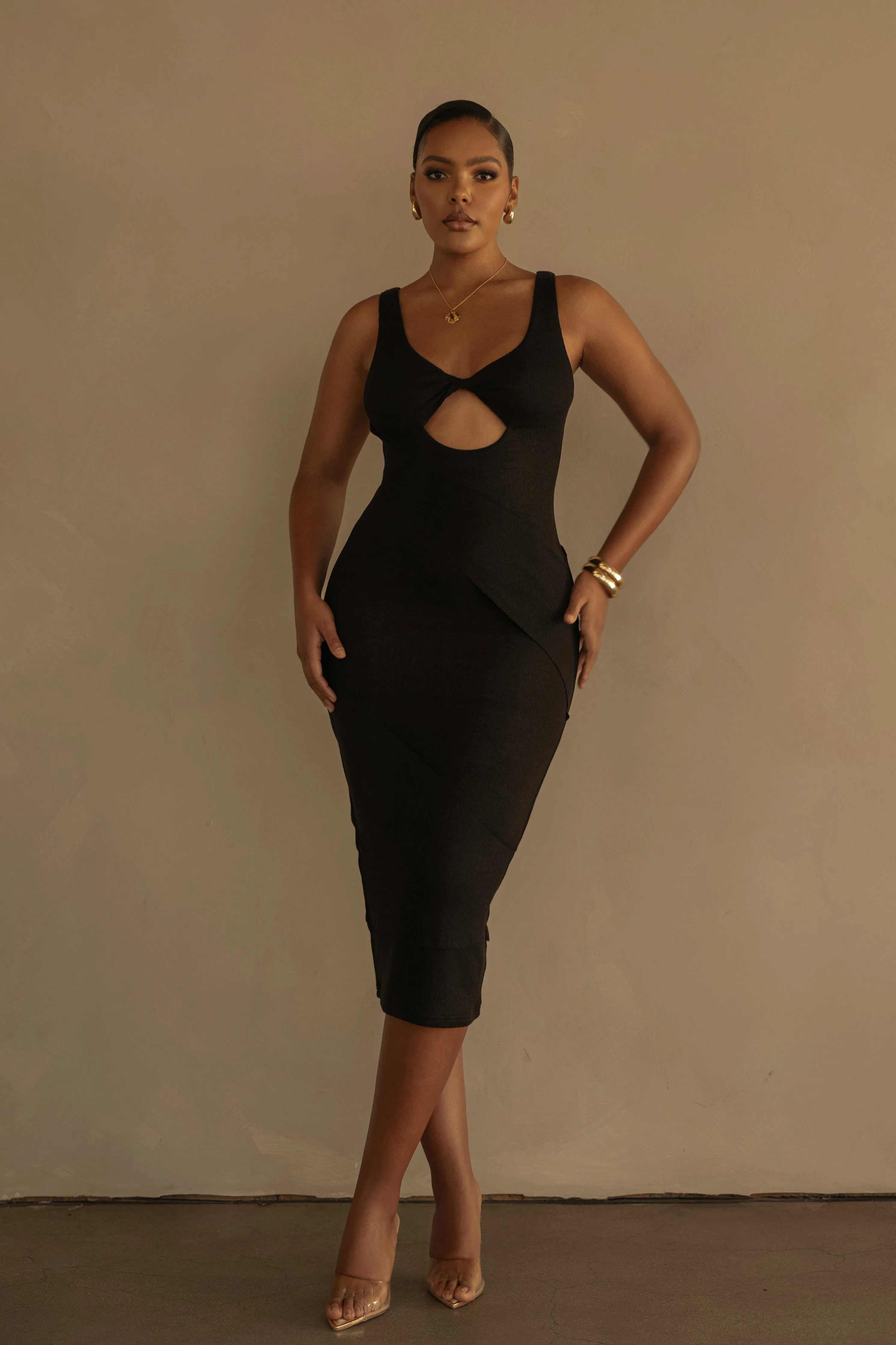 Black Shift Of Feelings Midi Dress