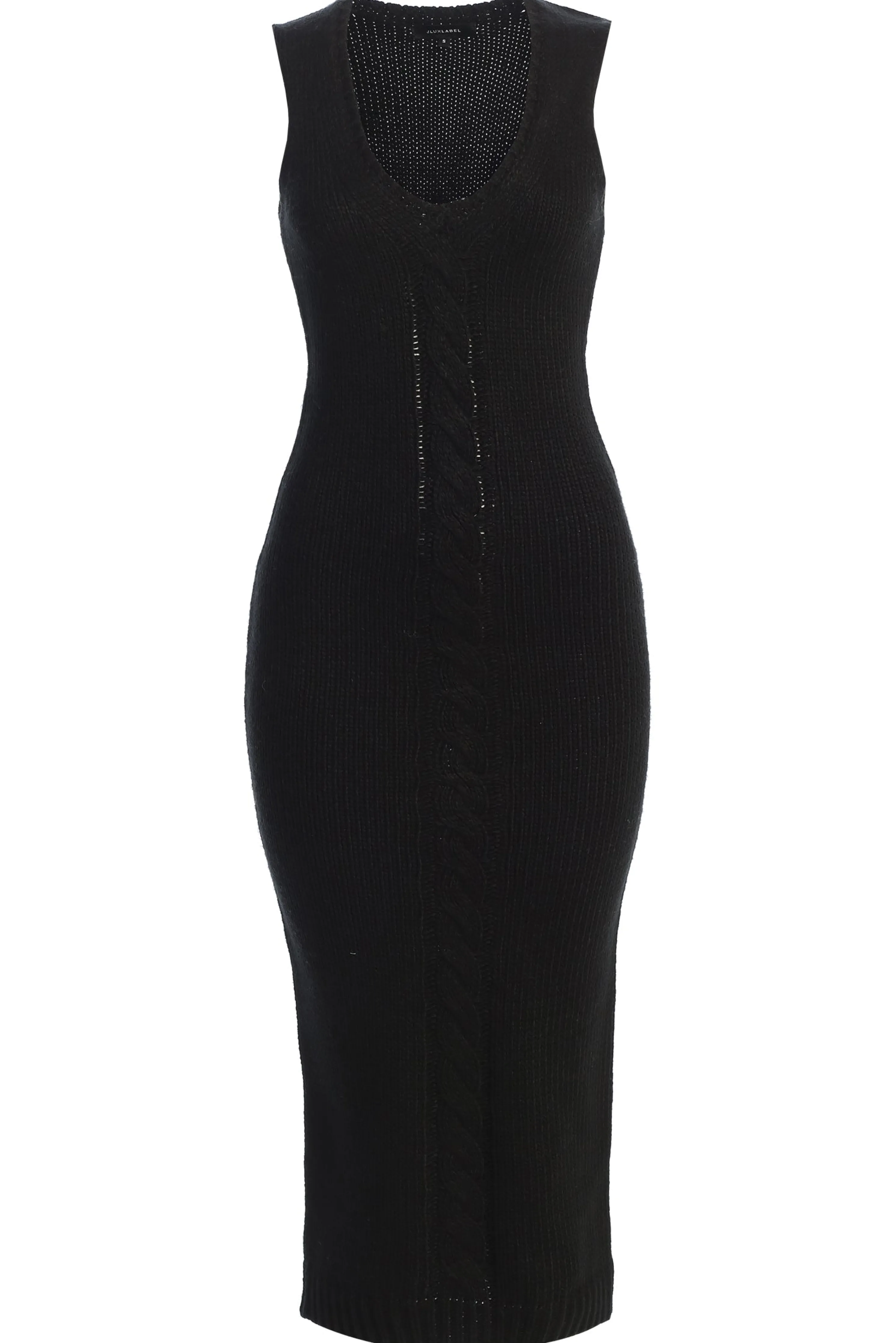 Black Sleeveless Cable Knit Dress