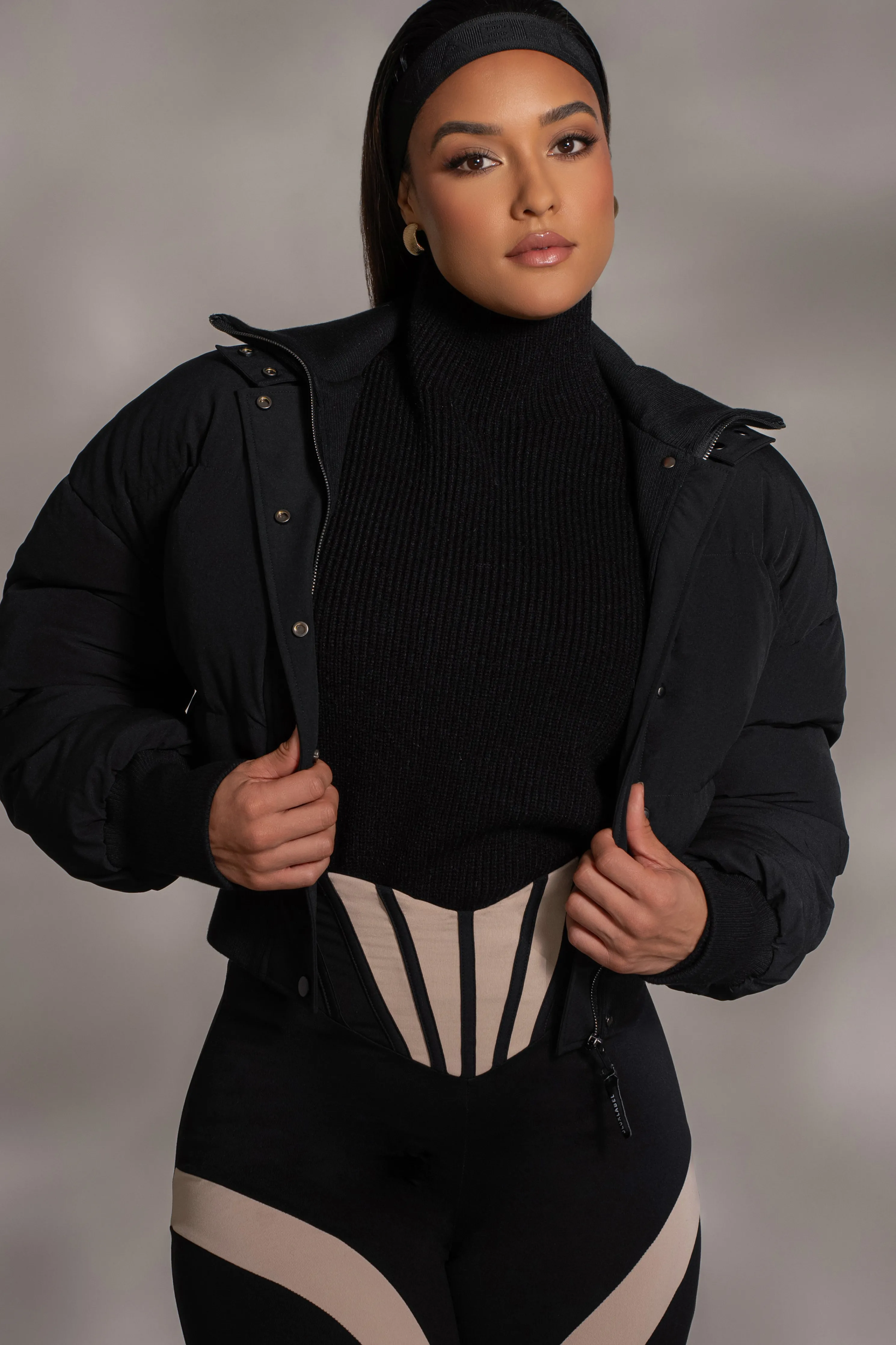 Black Stassie Ribbed Jacket