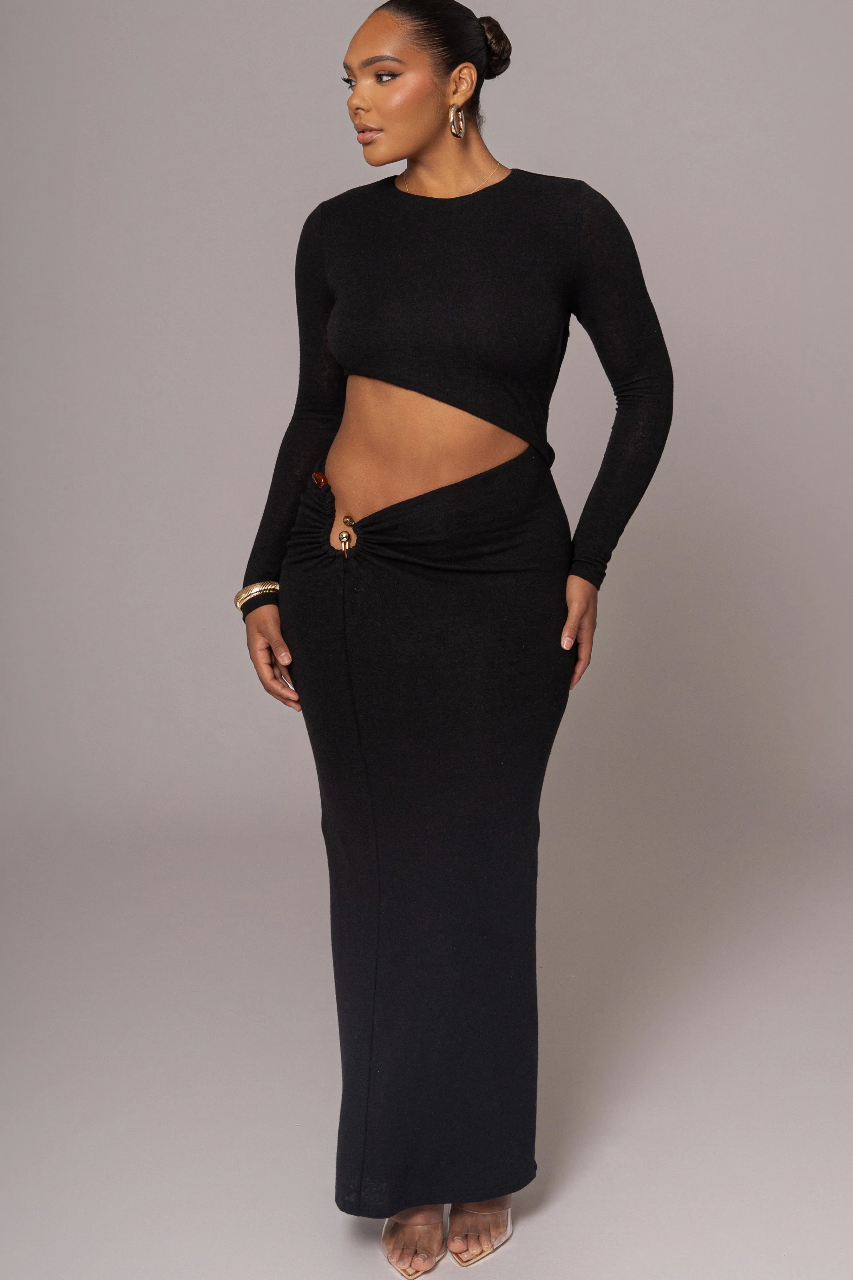 Black Summer Romance Cutout Dress