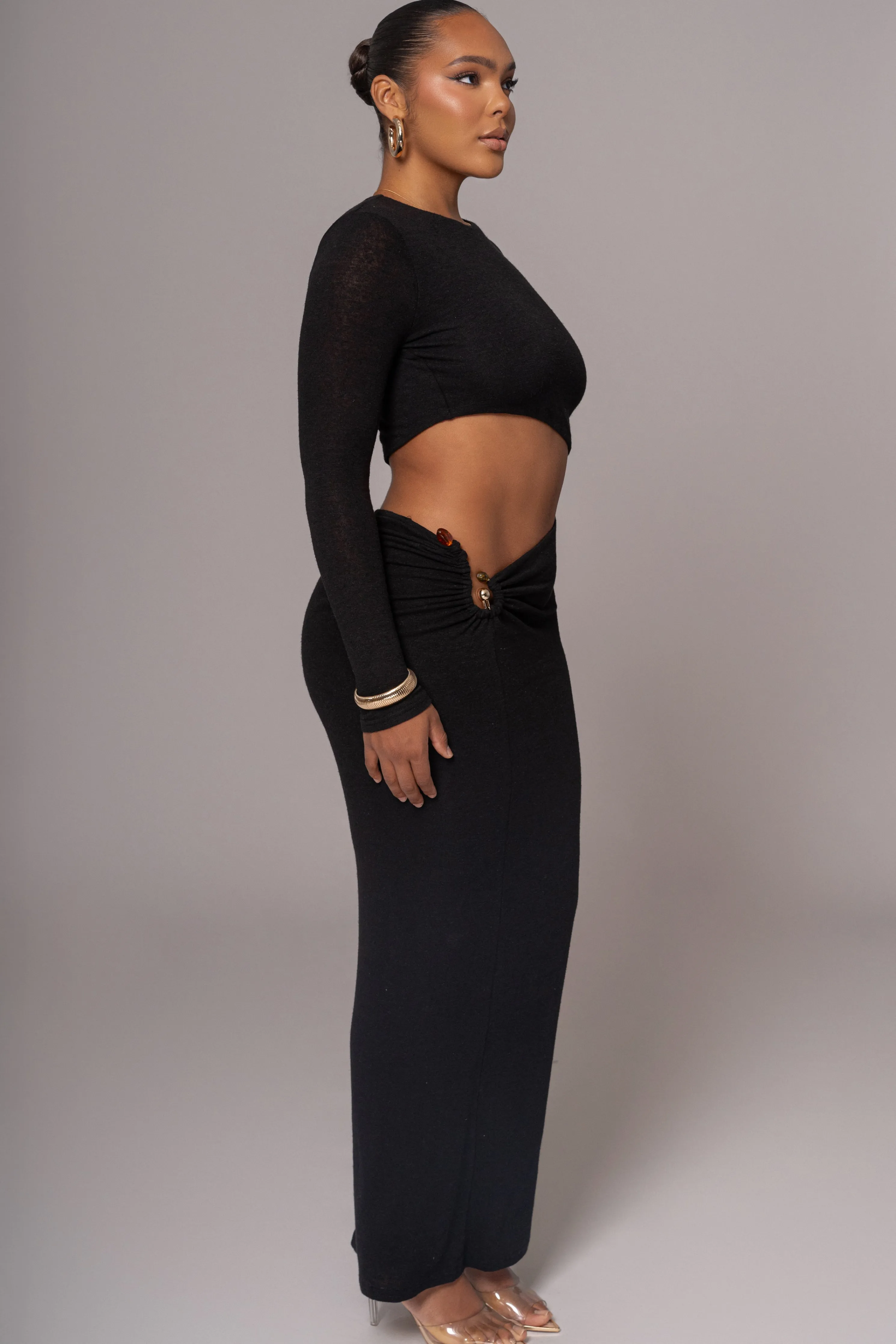 Black Summer Romance Cutout Dress