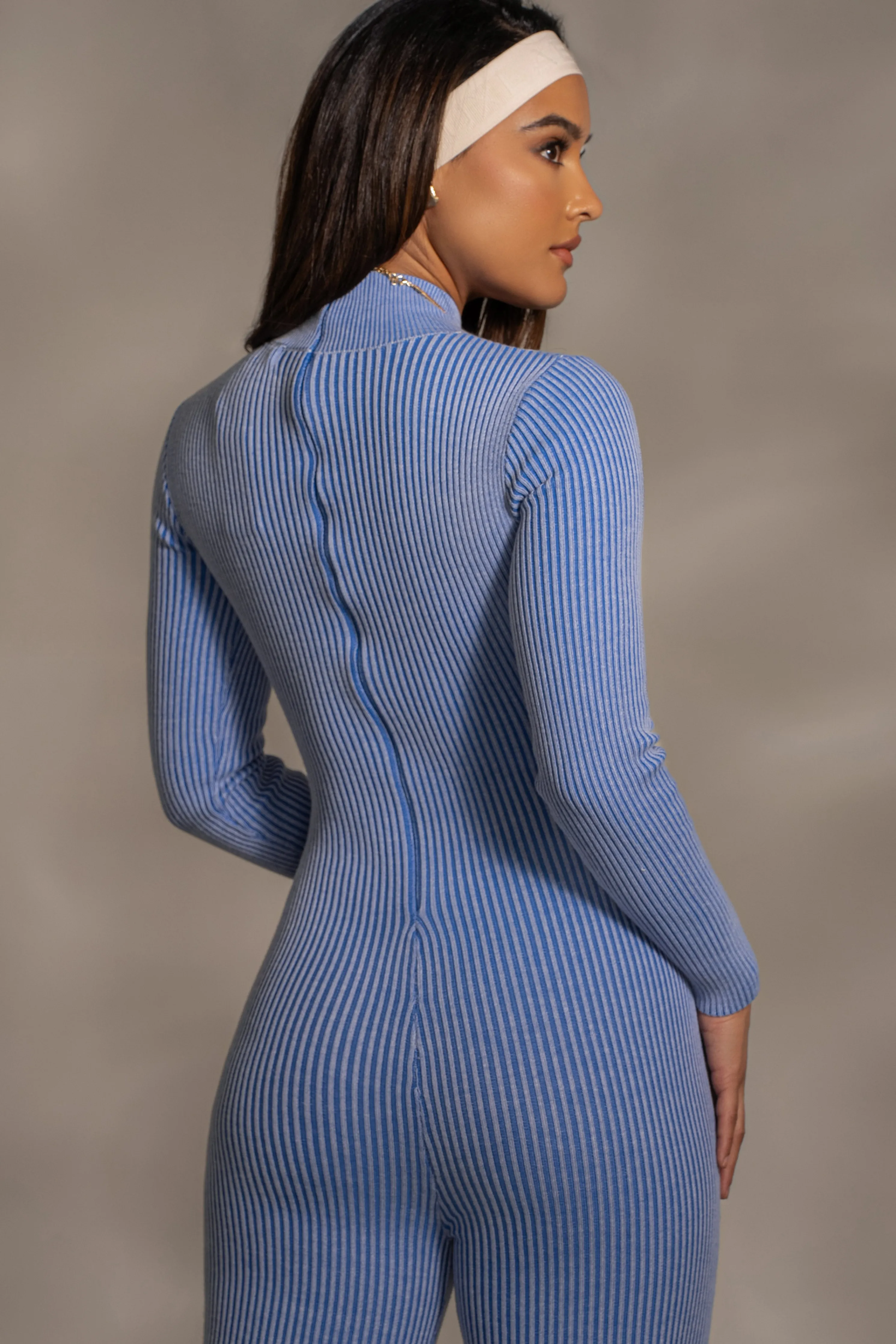 Blue In Control Stirrup Jumpsuit